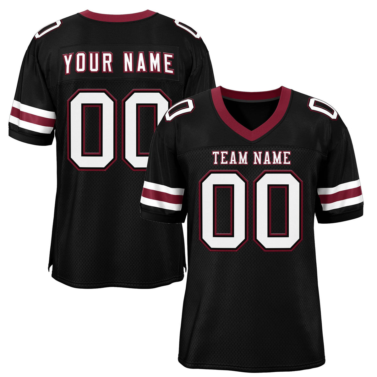 Custom Black White-Red Classic Style Mesh Authentic American Football Jersey| KXKSHOP