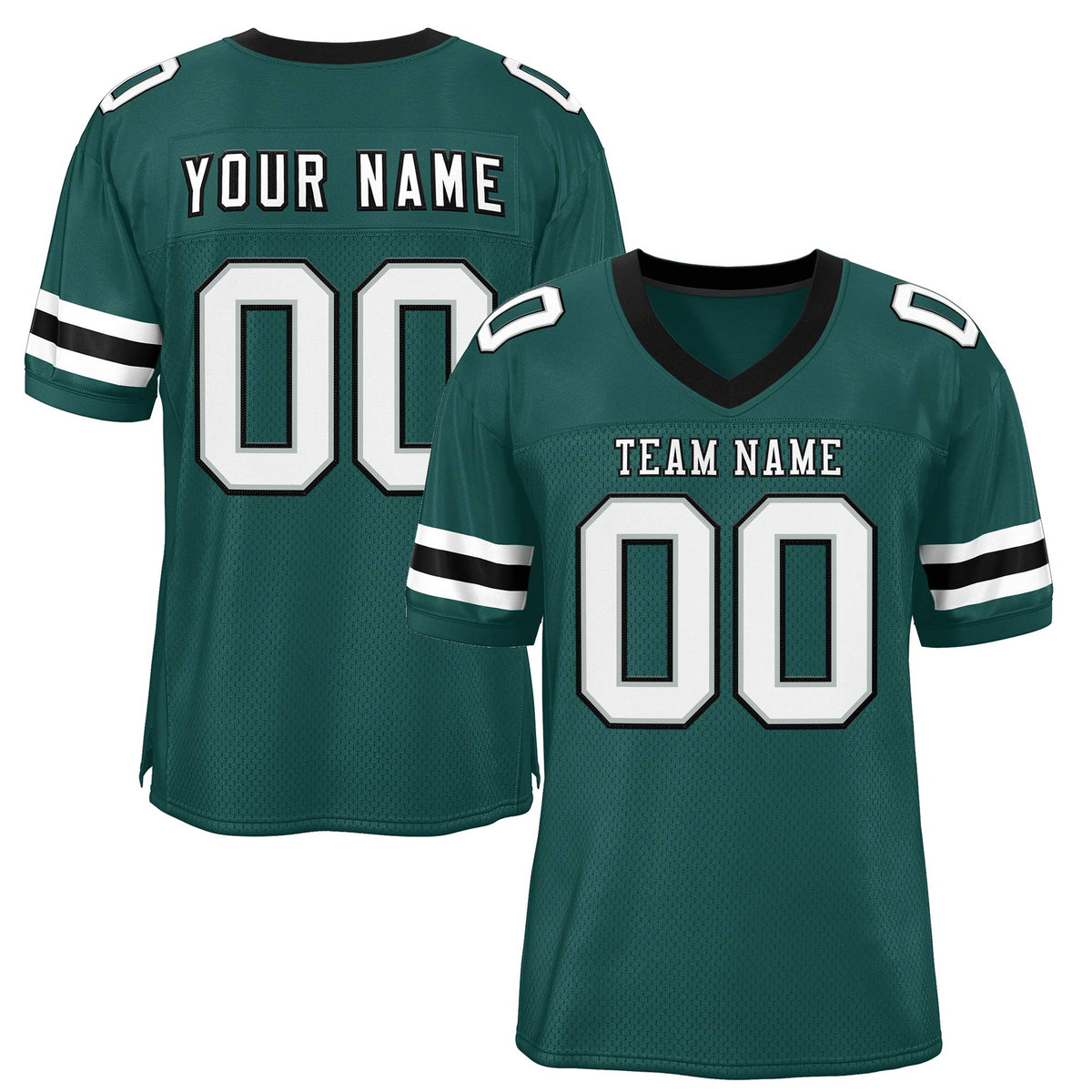 Custom Midnight Green White-Black Classic Style Mesh Authentic American Football Jersey| KXKSHOP