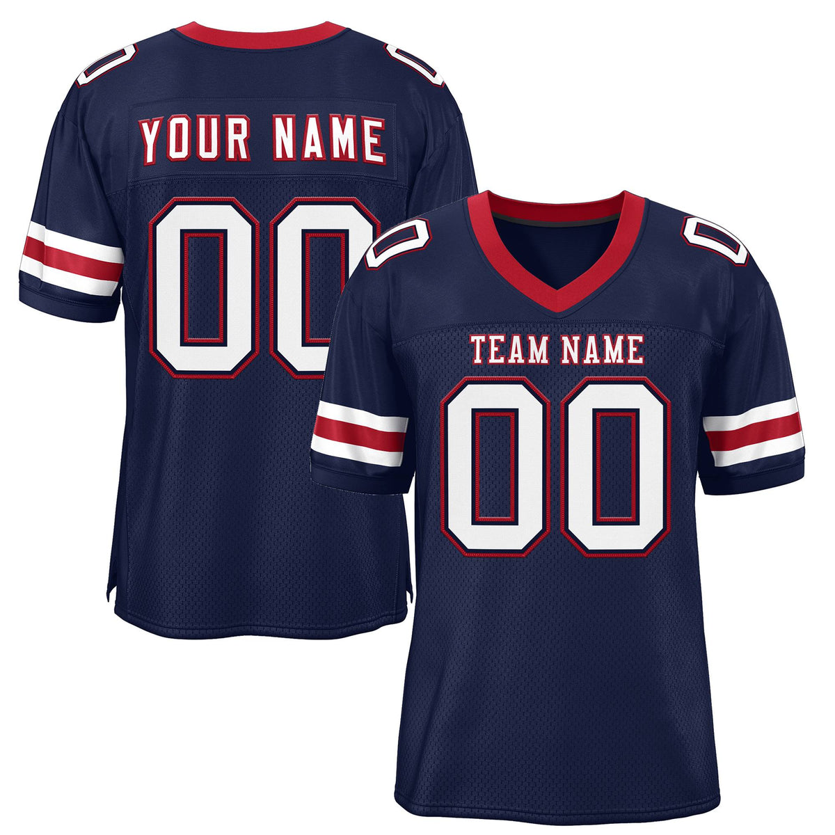 Custom Navy White-Scarlet Classic Style Mesh Authentic American Football Jersey| KXKSHOP