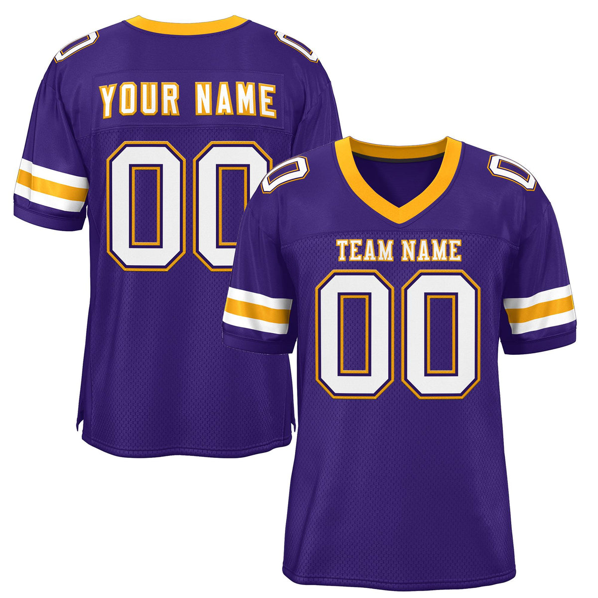 Custom Purple White-Yellow Classic Style Mesh Authentic American Football Jersey| KXKSHOP