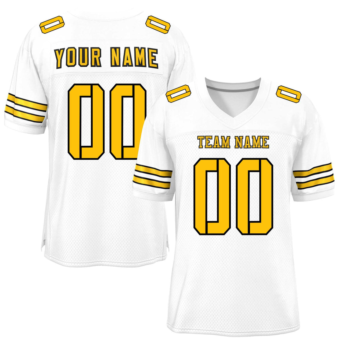 Custom White Gold Classic Style Mesh American Football Jersey | KXKSHOP