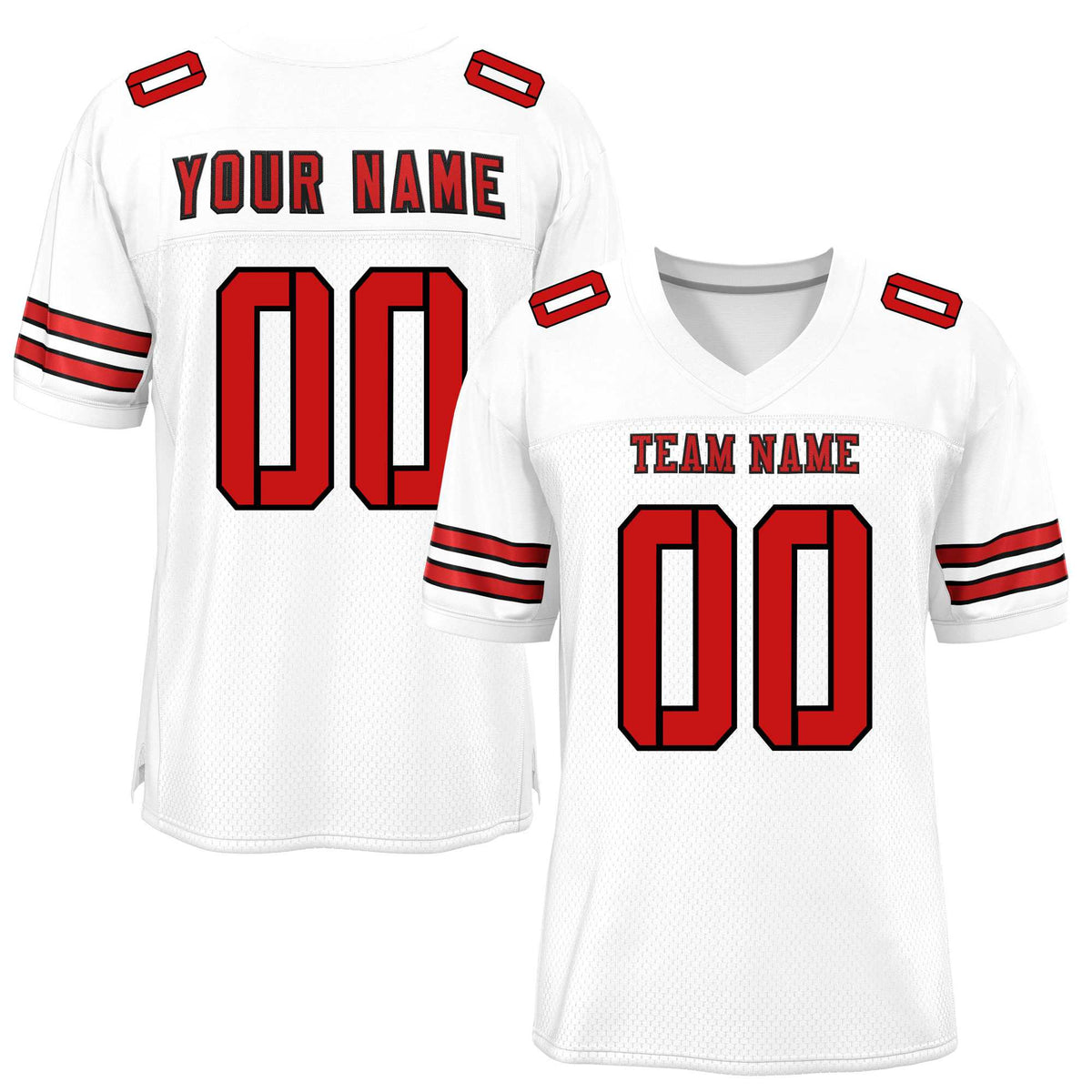Custom White Red Classic Style Mesh American Football Jersey | KXKSHOP