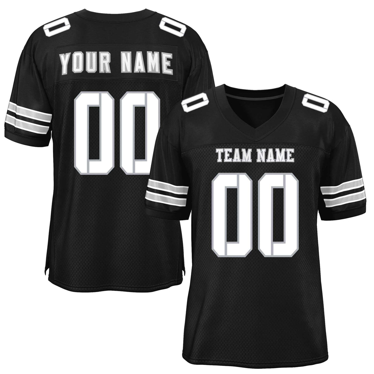 Custom Black White Classic Style Mesh American Football Jersey | KXKSHOP
