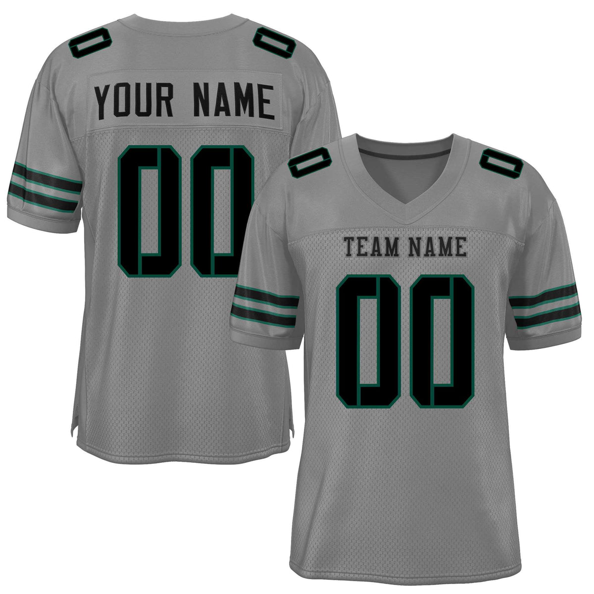 Custom Gray Black Classic Style Mesh American Football Jersey | KXKSHOP