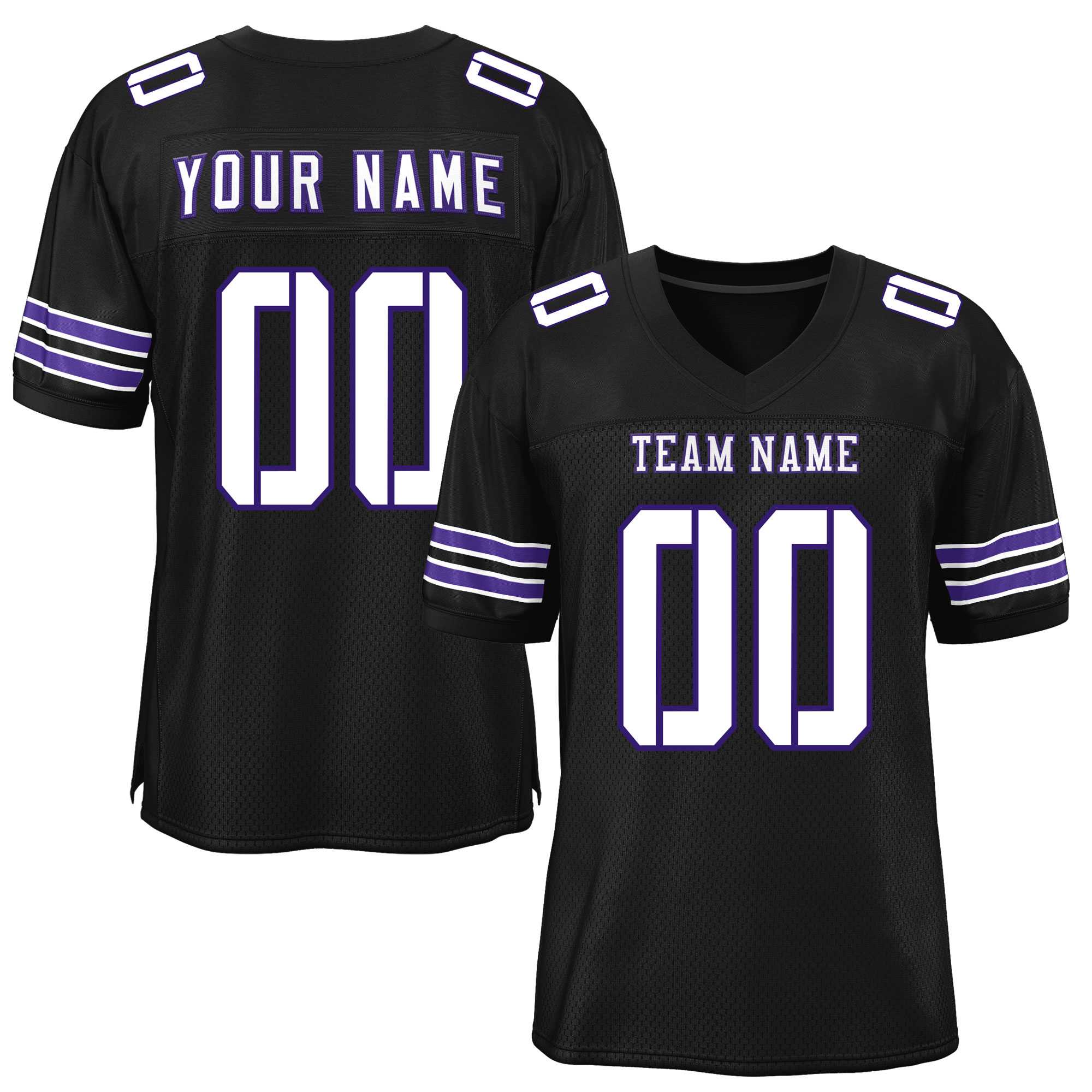 Custom Black White-Purple Classic Style Mesh American Football Jersey | KXKSHOP