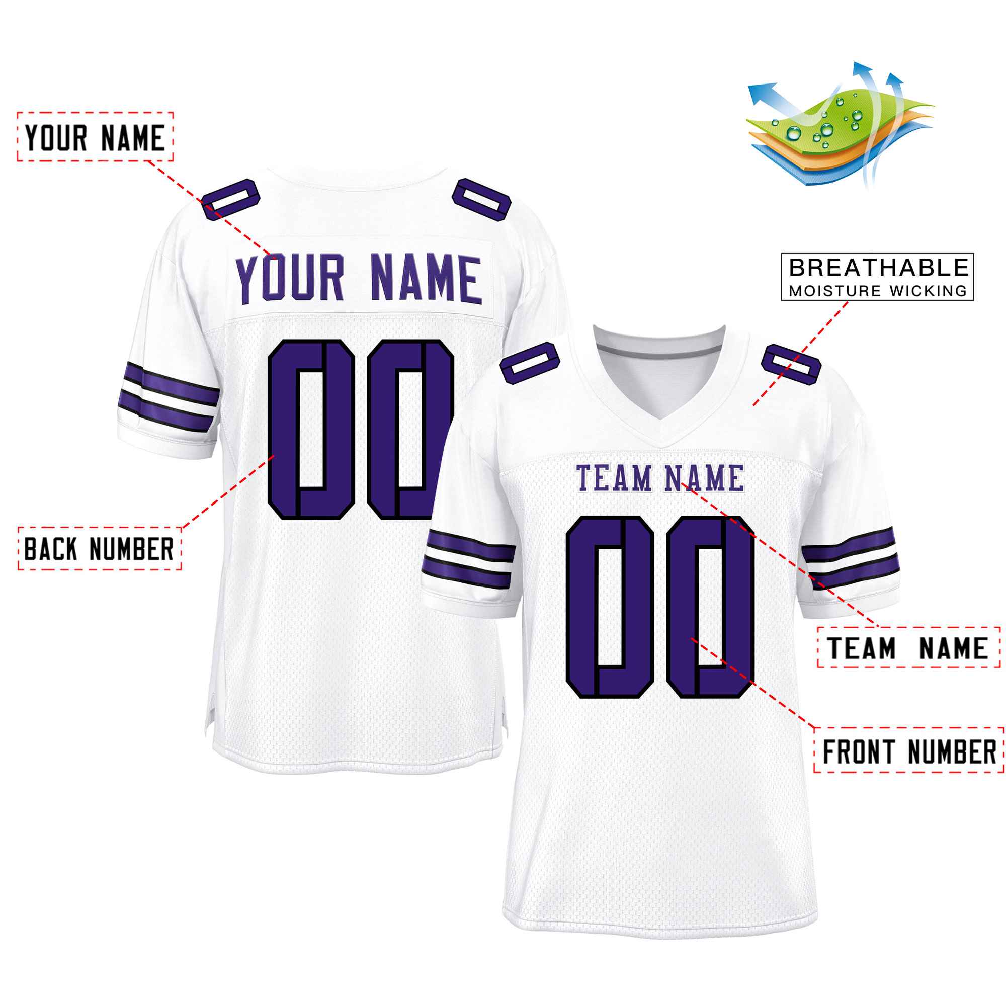 Custom Red Navy-White Classic Style Mesh American Football Jersey | KXKSHOP