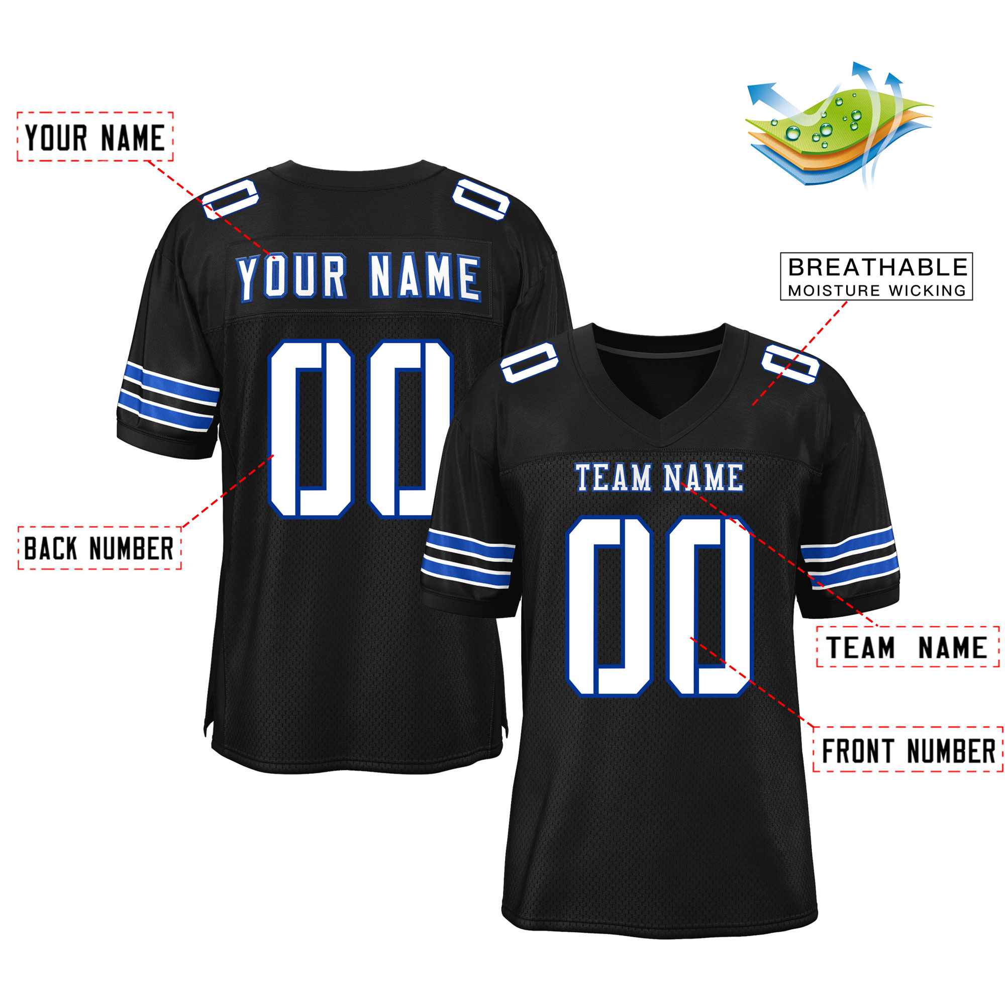 Custom Red Navy-White Classic Style Mesh American Football Jersey | KXKSHOP