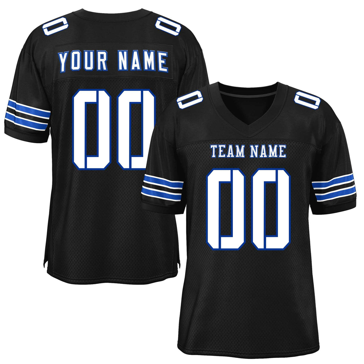 Custom Black White-Royal Classic Style Mesh American Football Jersey | KXKSHOP