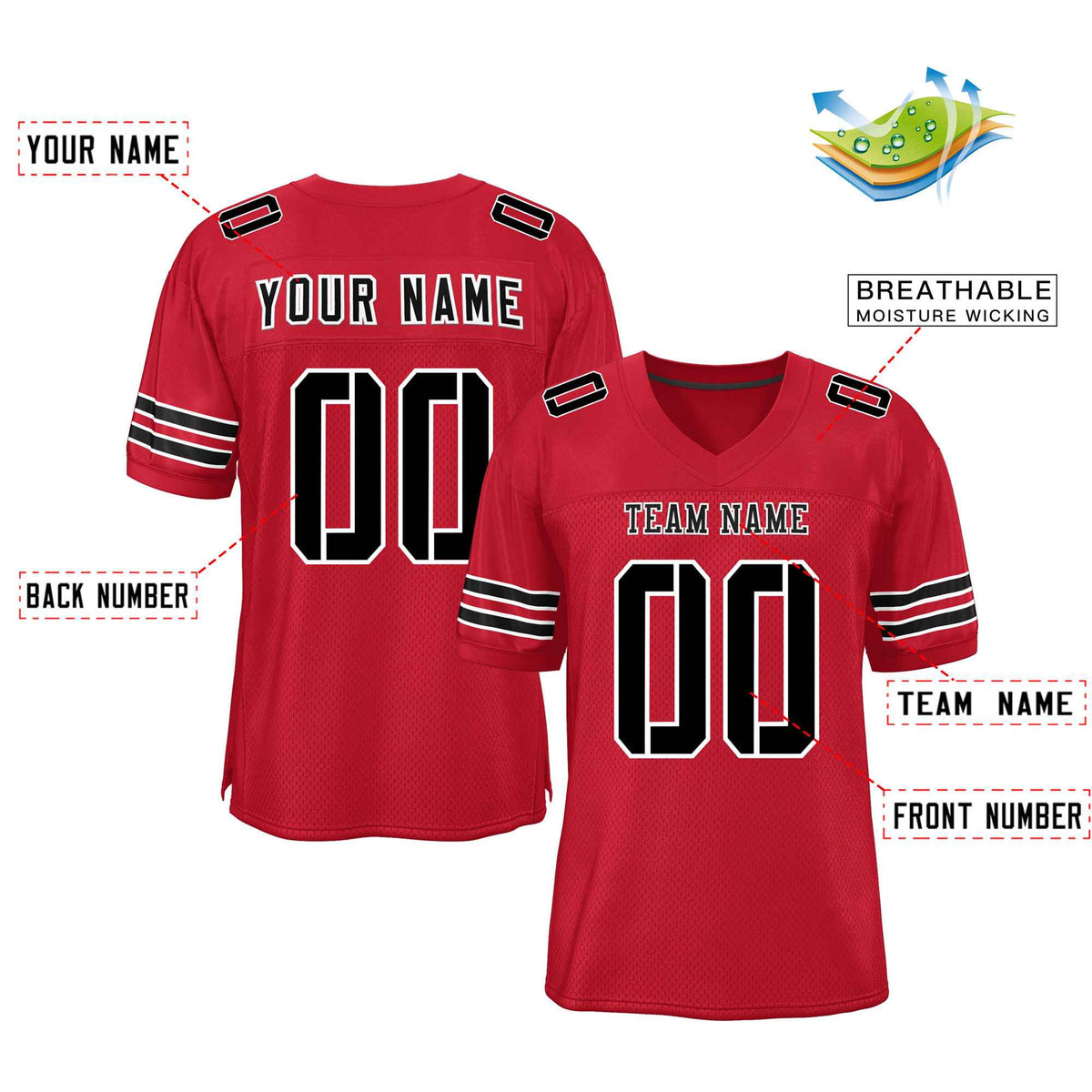 Custom Red Navy-White Classic Style Mesh American Football Jersey | KXKSHOP