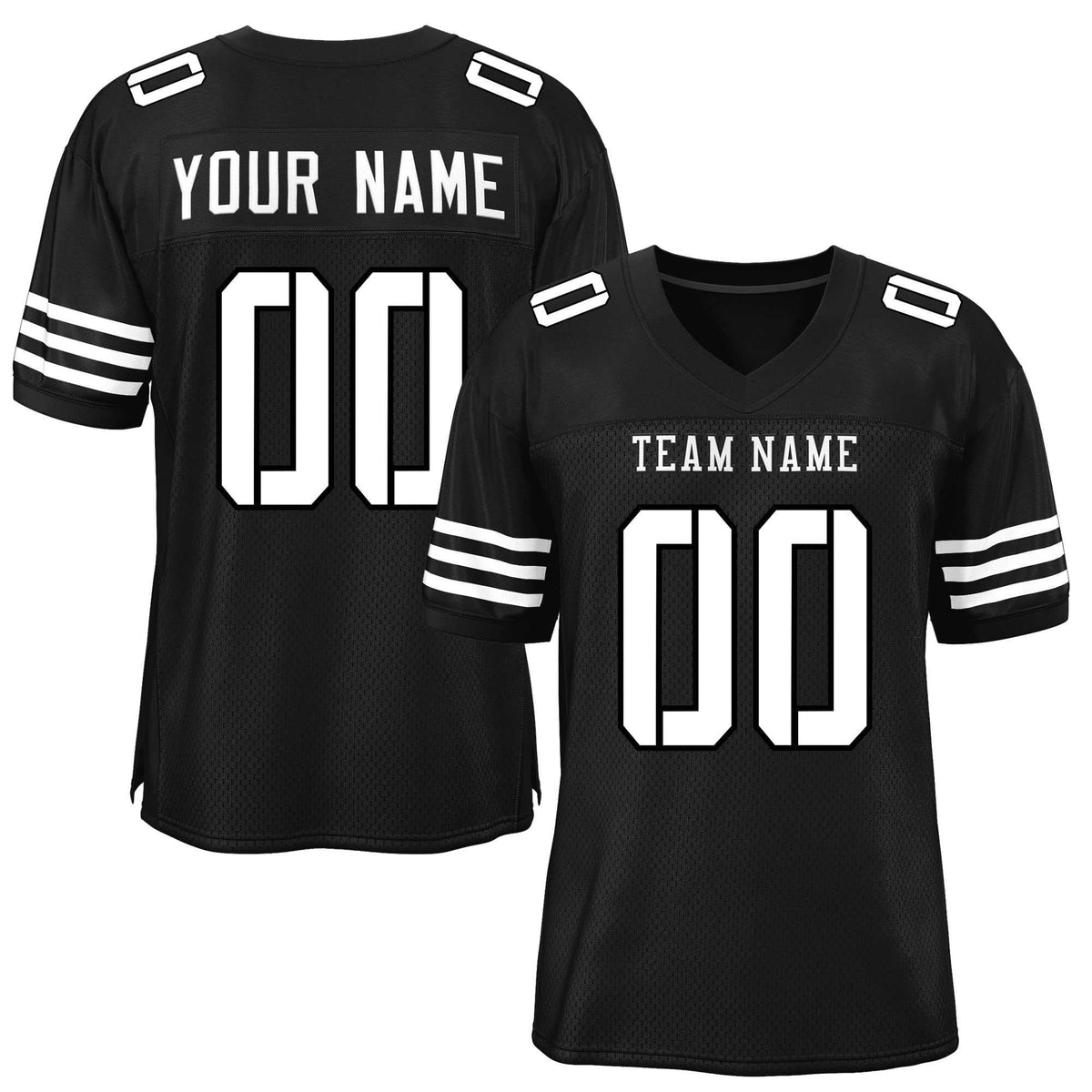 Custom Black White Classic Style Mesh American Football Jersey | KXKSHOP