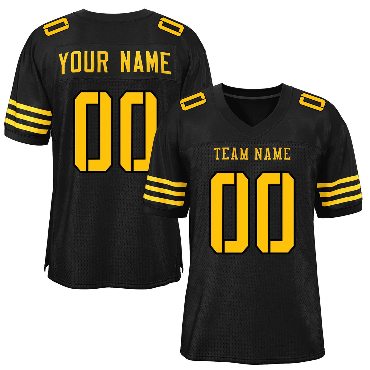 Custom Black Yellow Classic Style Mesh American Football Jersey | KXKSHOP