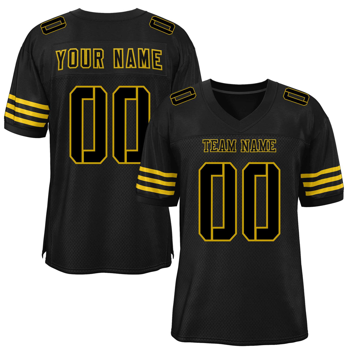 Custom Black Old Gold Classic Style Mesh American Football Jersey | KXKSHOP