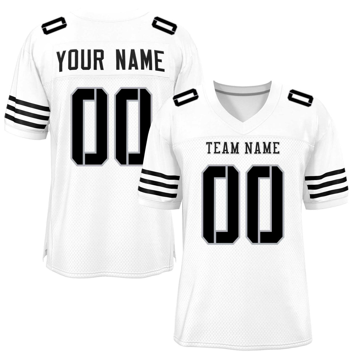 Custom White Black Classic Style Mesh American Football Jersey | KXKSHOP