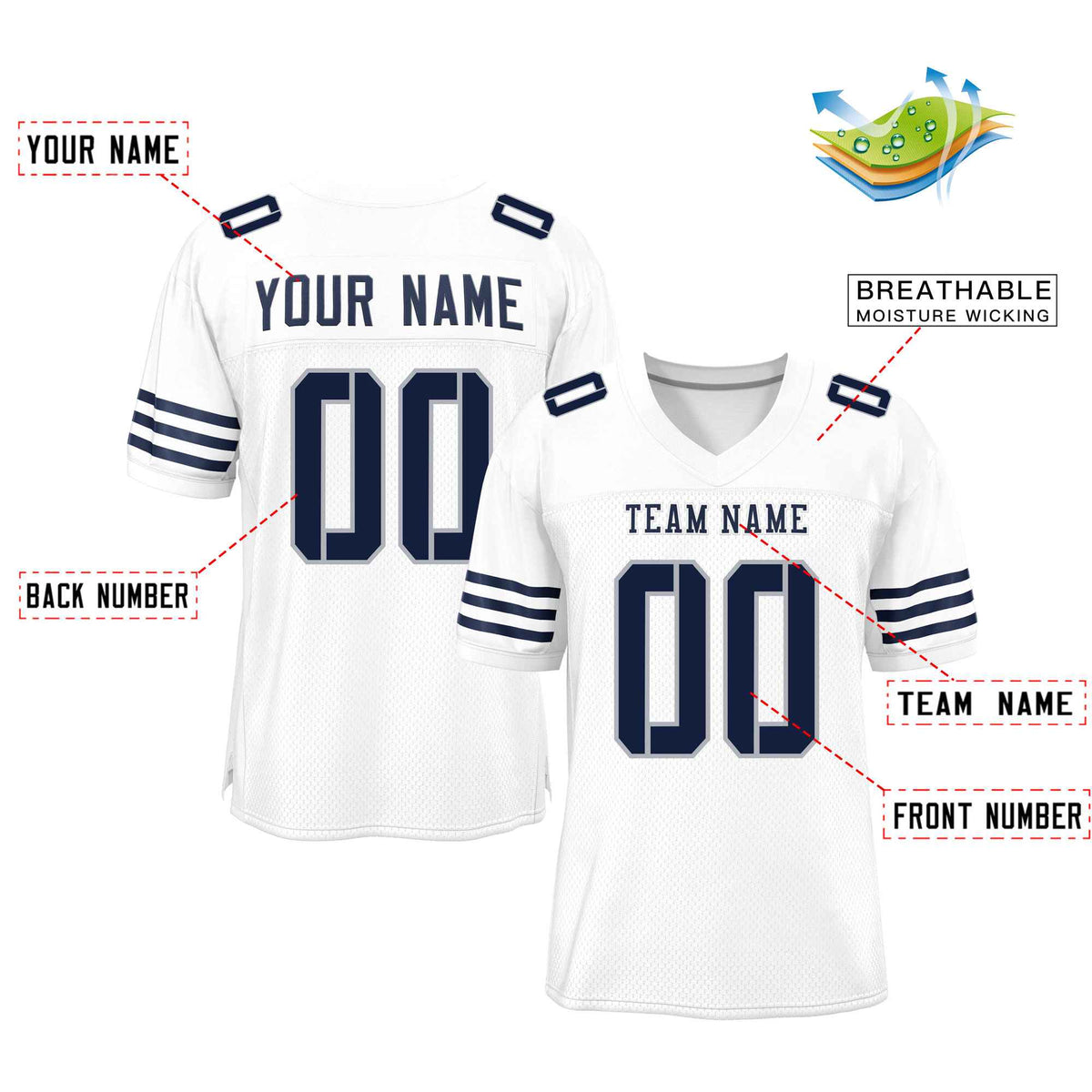 Custom Red Navy-White Classic Style Mesh American Football Jersey | KXKSHOP