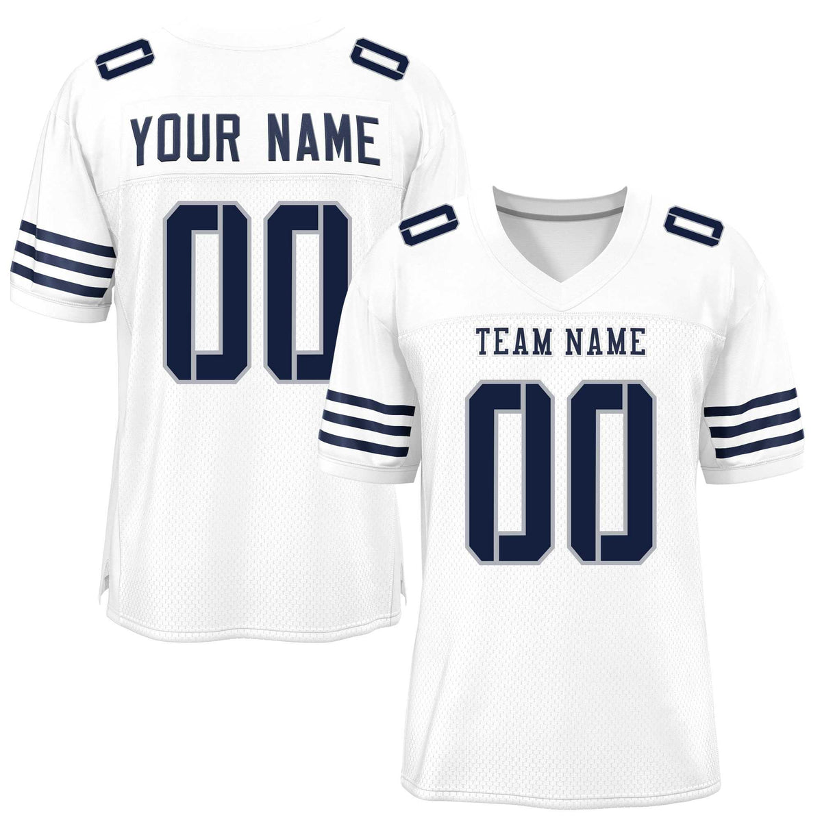 Custom White Navy Classic Style Mesh American Football Jersey | KXKSHOP