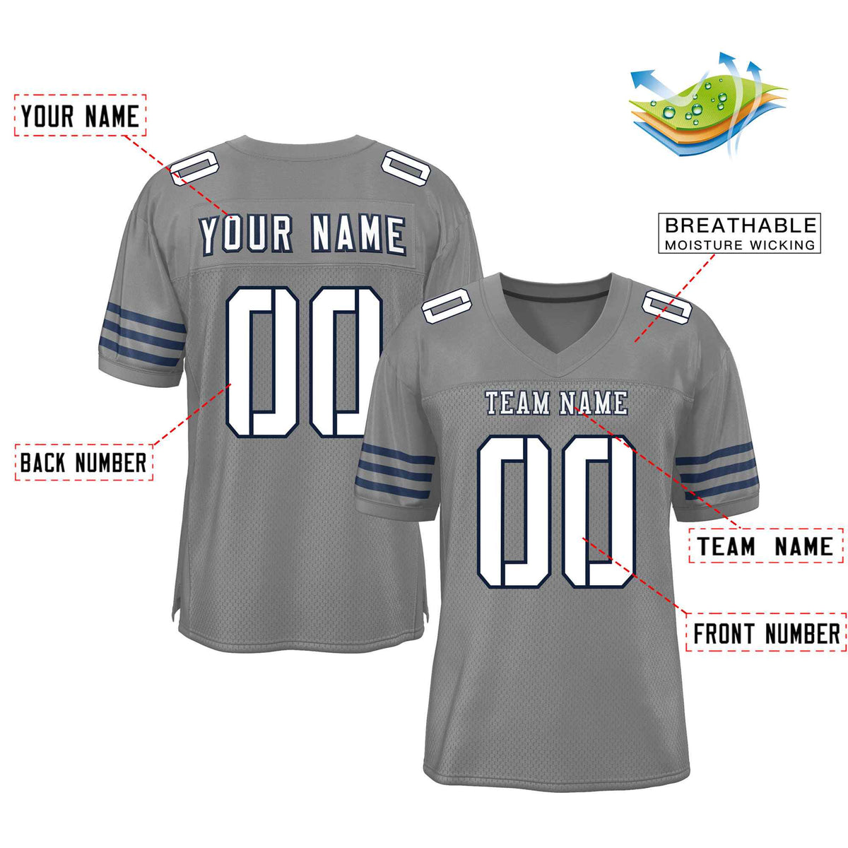 Custom Red Navy-White Classic Style Mesh American Football Jersey | KXKSHOP