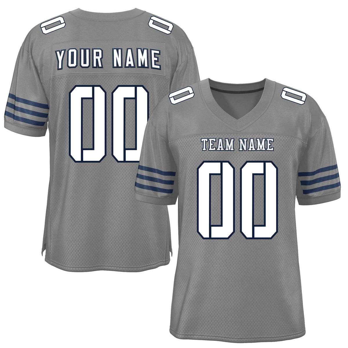 Custom Gray White-Navy Classic Style Mesh American Football Jersey | KXKSHOP