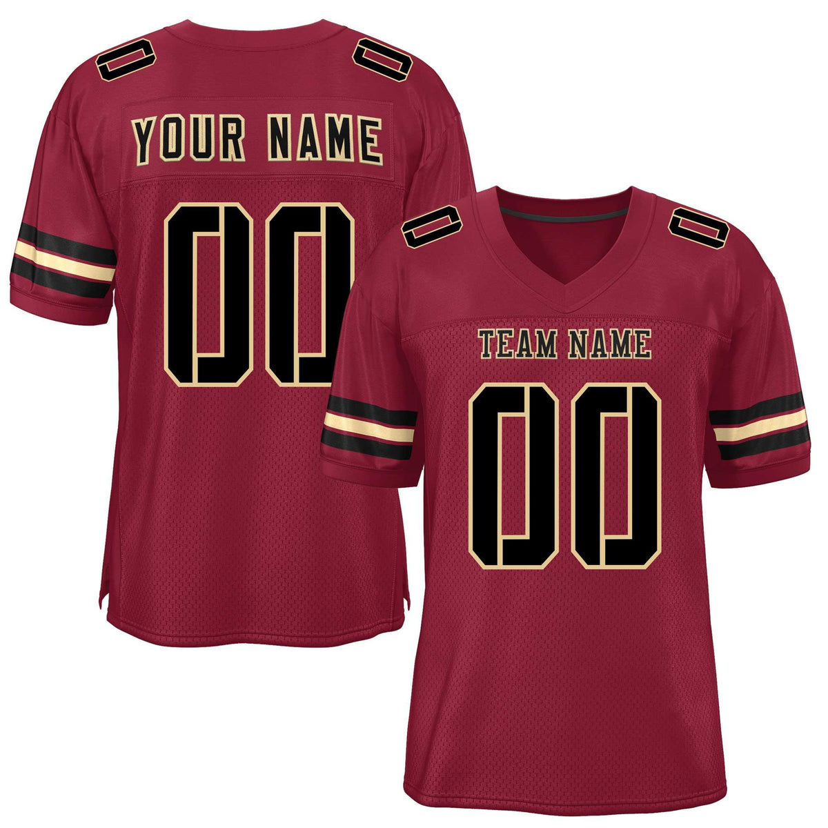 Custom Burgundy Black-Khaki Classic Style Mesh American Football Jersey | KXKSHOP
