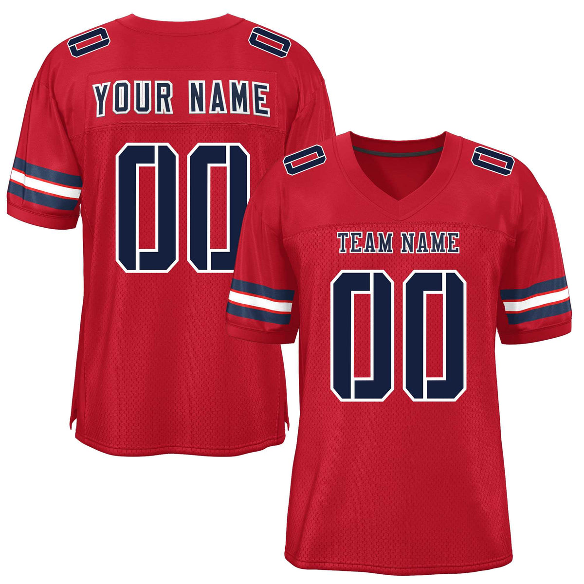 Custom Red Navy-White Classic Style Mesh American Football Jersey | KXKSHOP