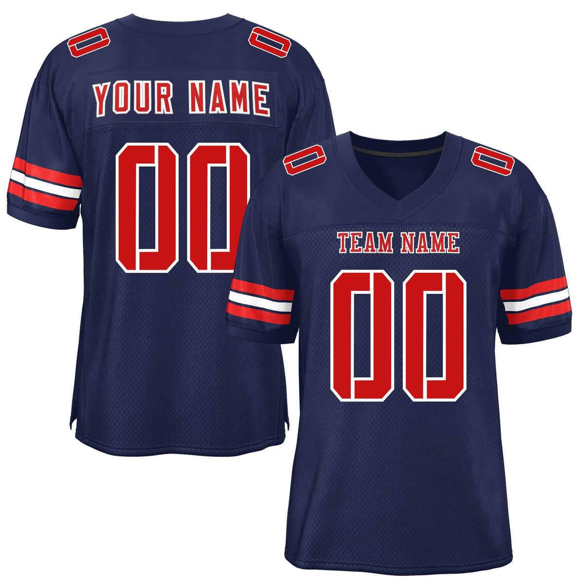 Custom Navy Red-White Classic Style Mesh American Football Jersey | KXKSHOP