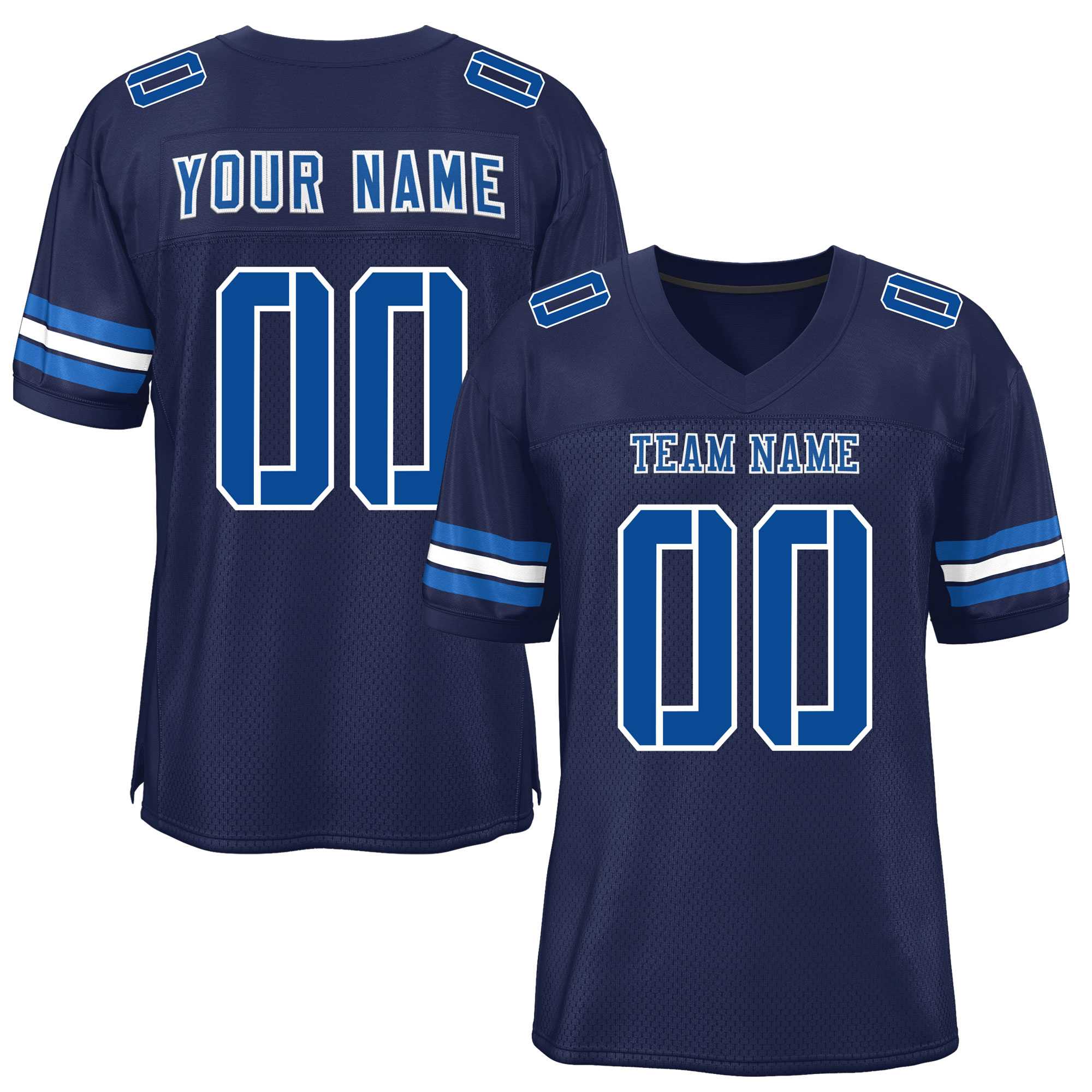 Custom Navy Royal-White Classic Style Mesh American Football Jersey | KXKSHOP