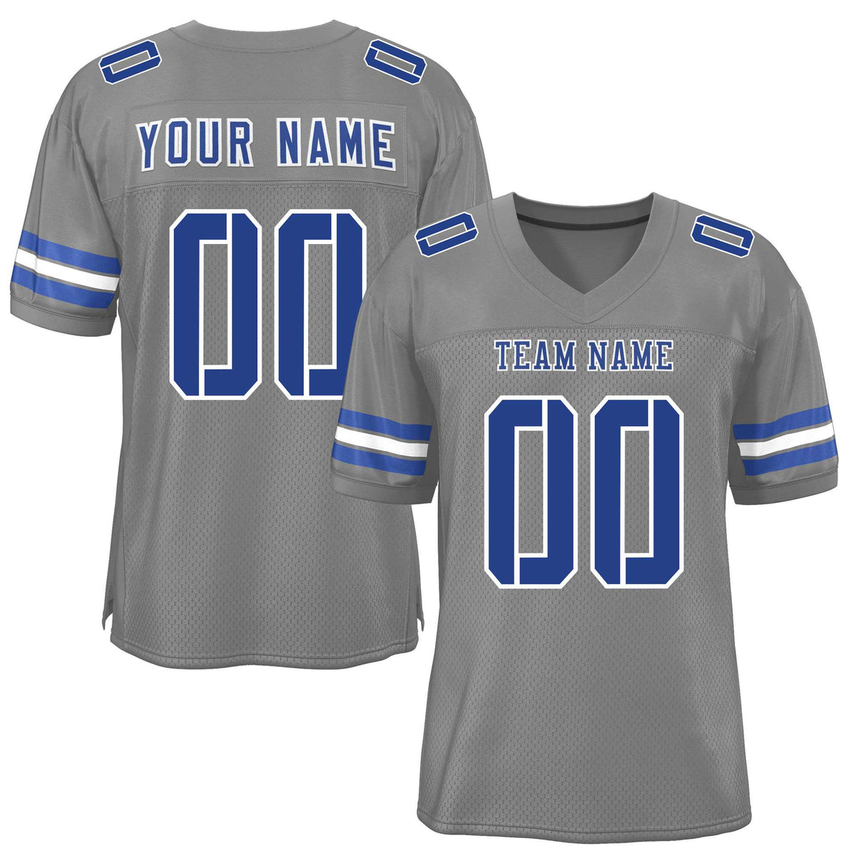 Custom Gray Royal-White Classic Style Mesh American Football Jersey | KXKSHOP