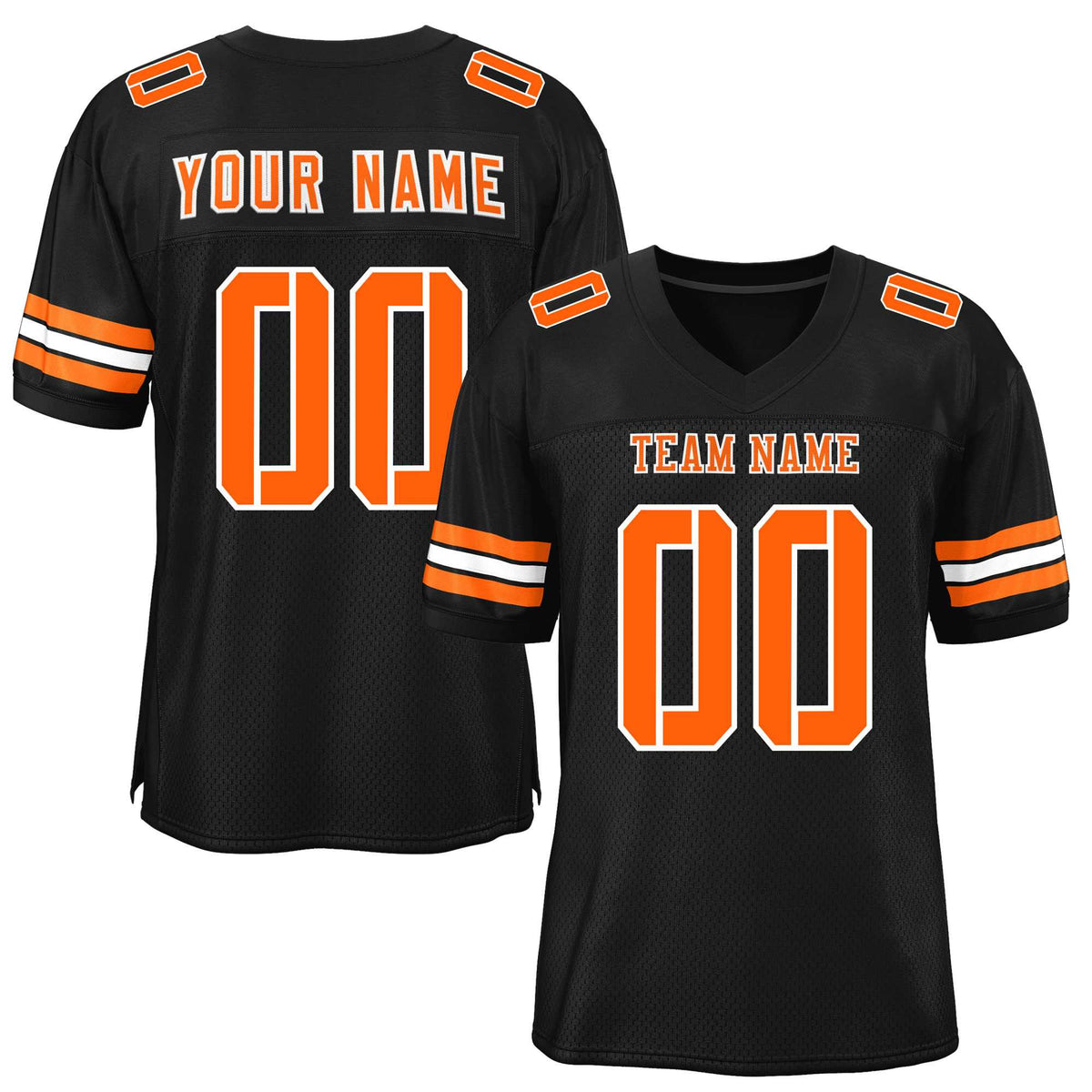 Custom Black Orange-White Classic Style Mesh American Football Jersey | KXKSHOP