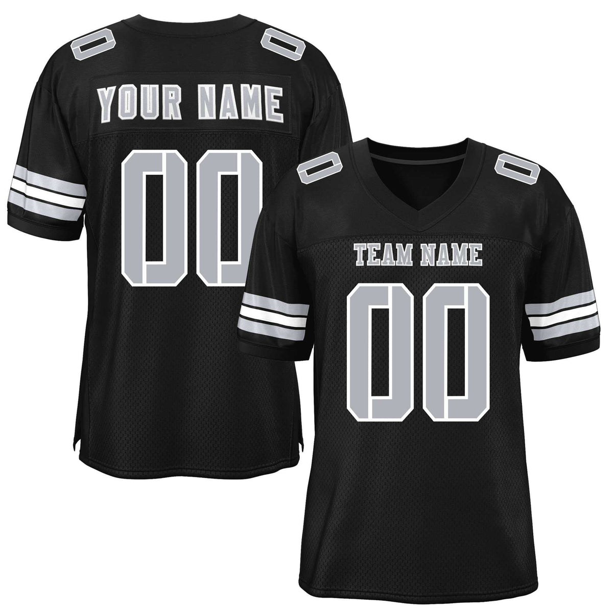 Custom Black Light Gray Classic Style Mesh American Football Jersey | KXKSHOP
