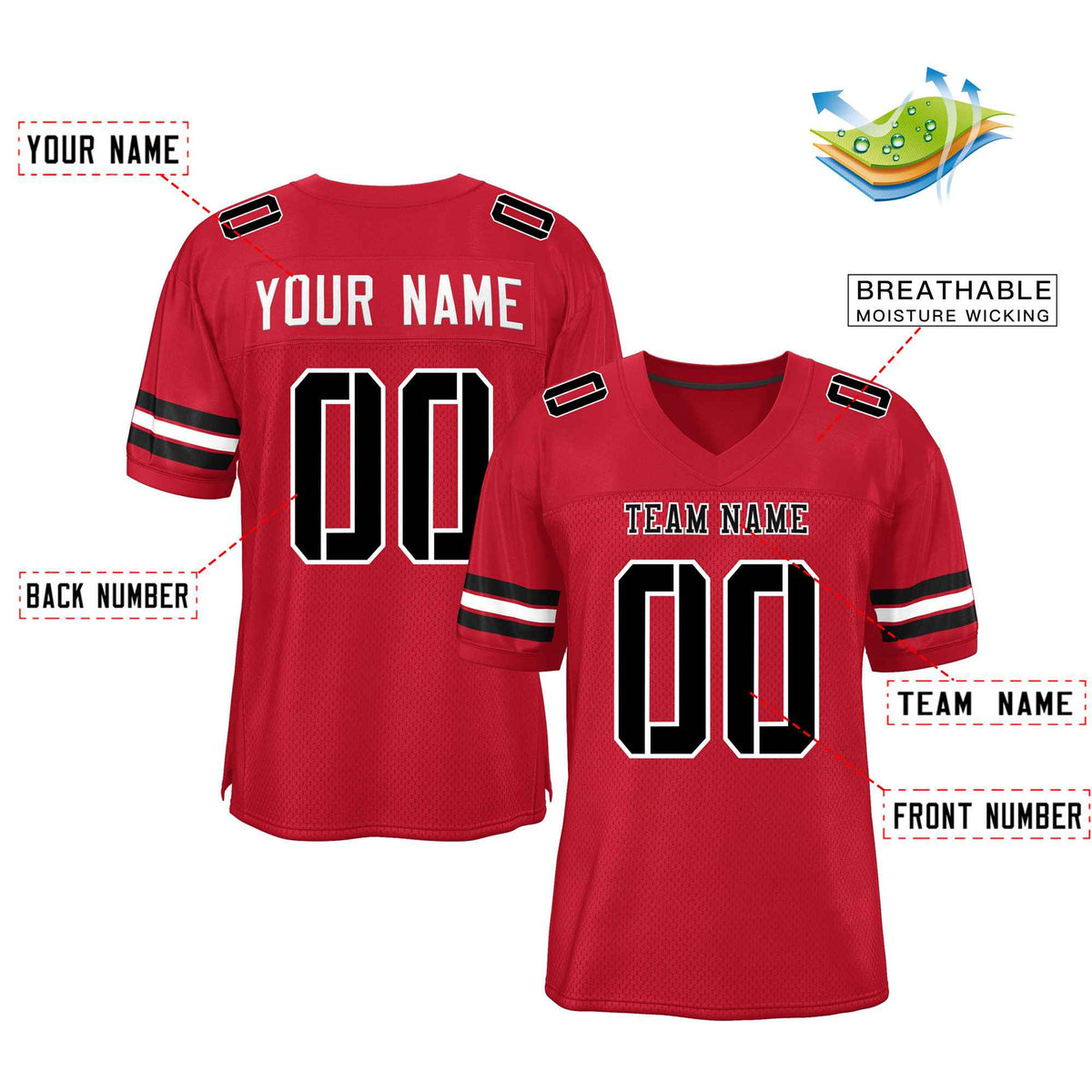 Custom Red Navy-White Classic Style Mesh American Football Jersey | KXKSHOP