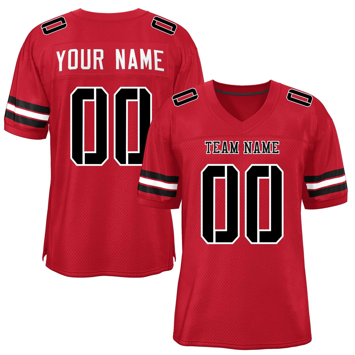 Custom Red Black-White Classic Style Mesh American Football Jersey | KXKSHOP