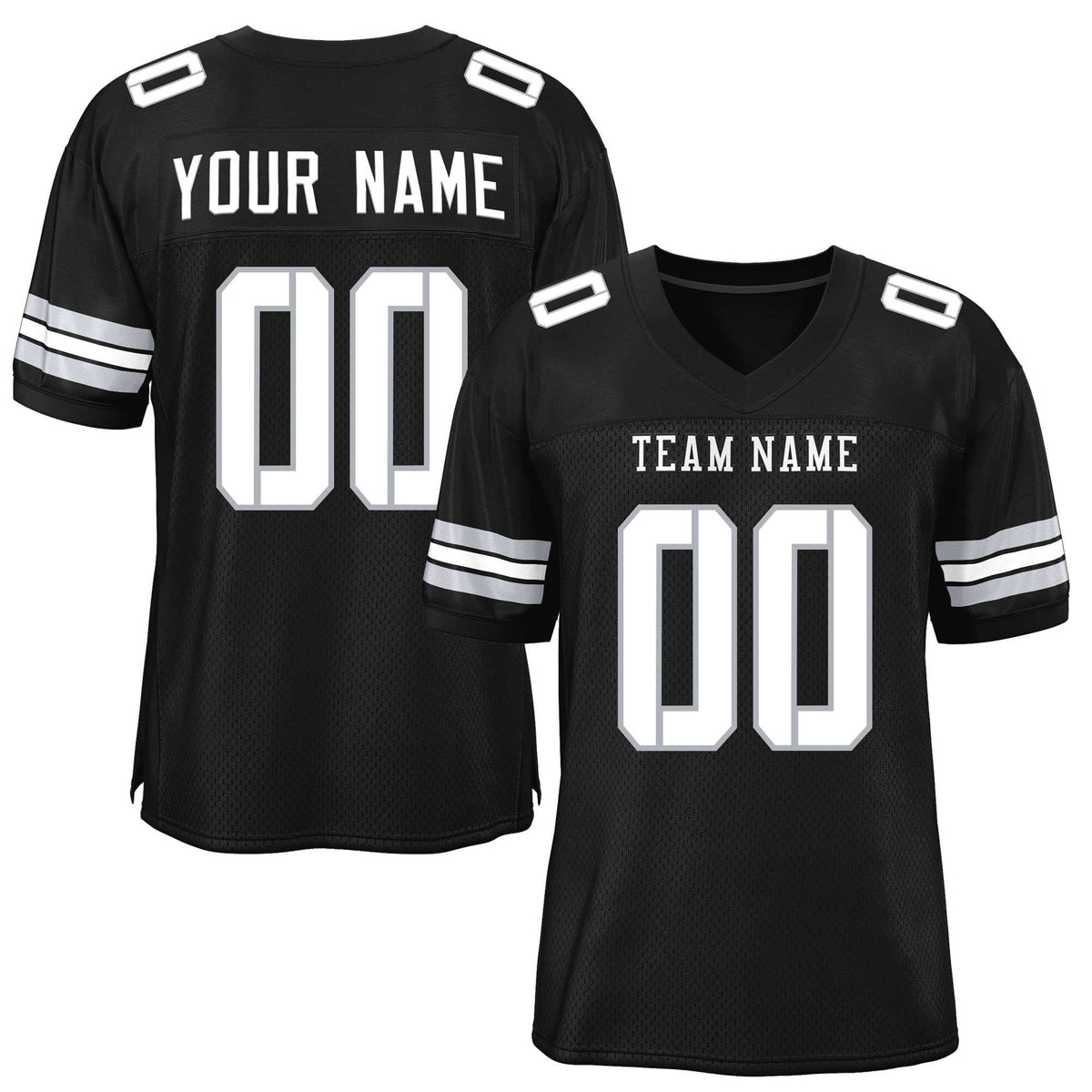 Custom Black White-Gray Classic Style Mesh American Football Jersey | KXKSHOP
