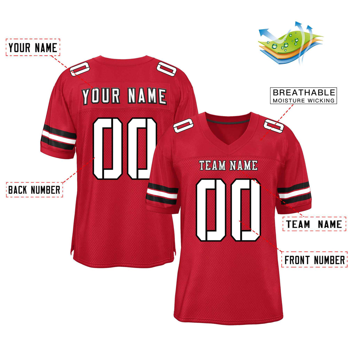 Custom Red Navy-White Classic Style Mesh American Football Jersey | KXKSHOP