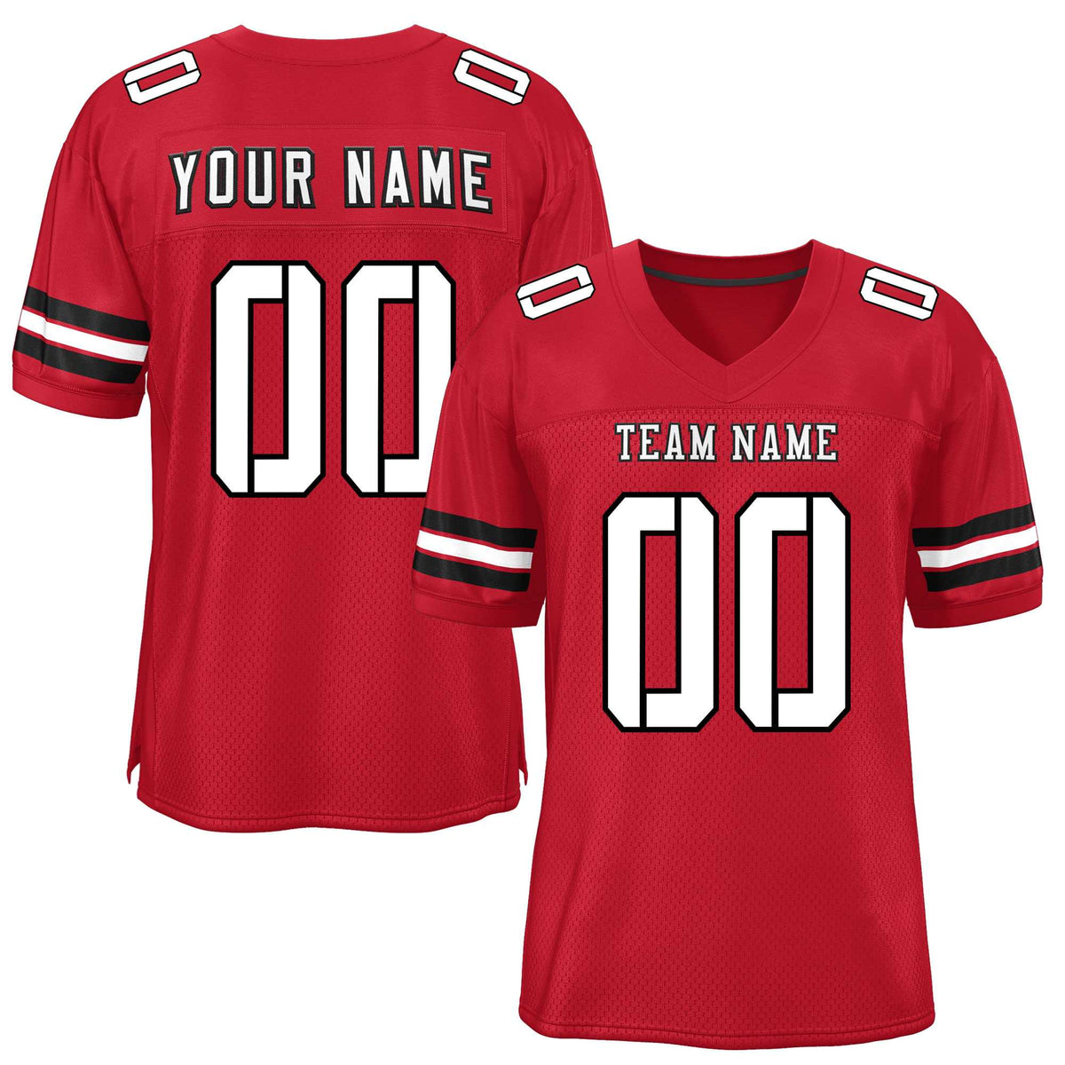 Custom Red White-Black Classic Style Mesh American Football Jersey | KXKSHOP