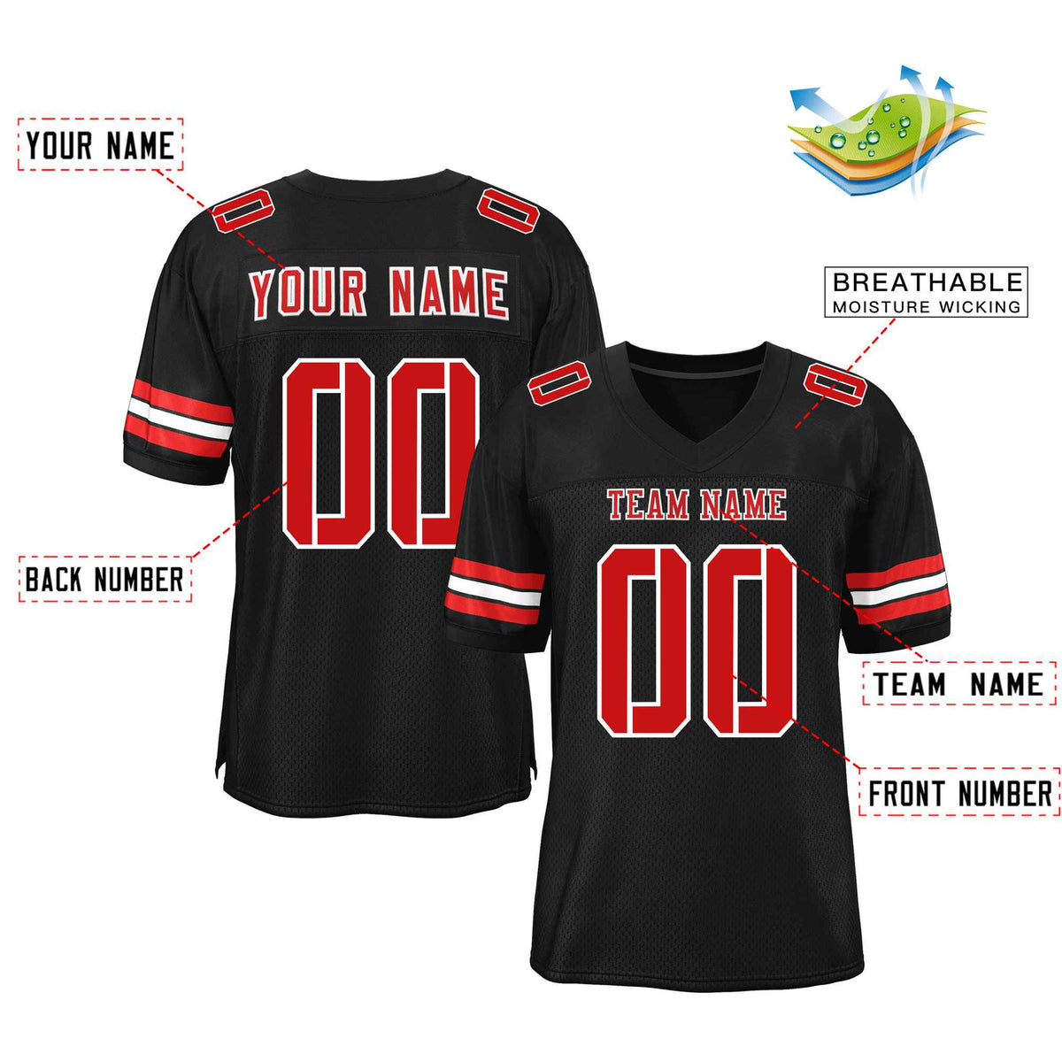 Custom Red Navy-White Classic Style Mesh American Football Jersey | KXKSHOP