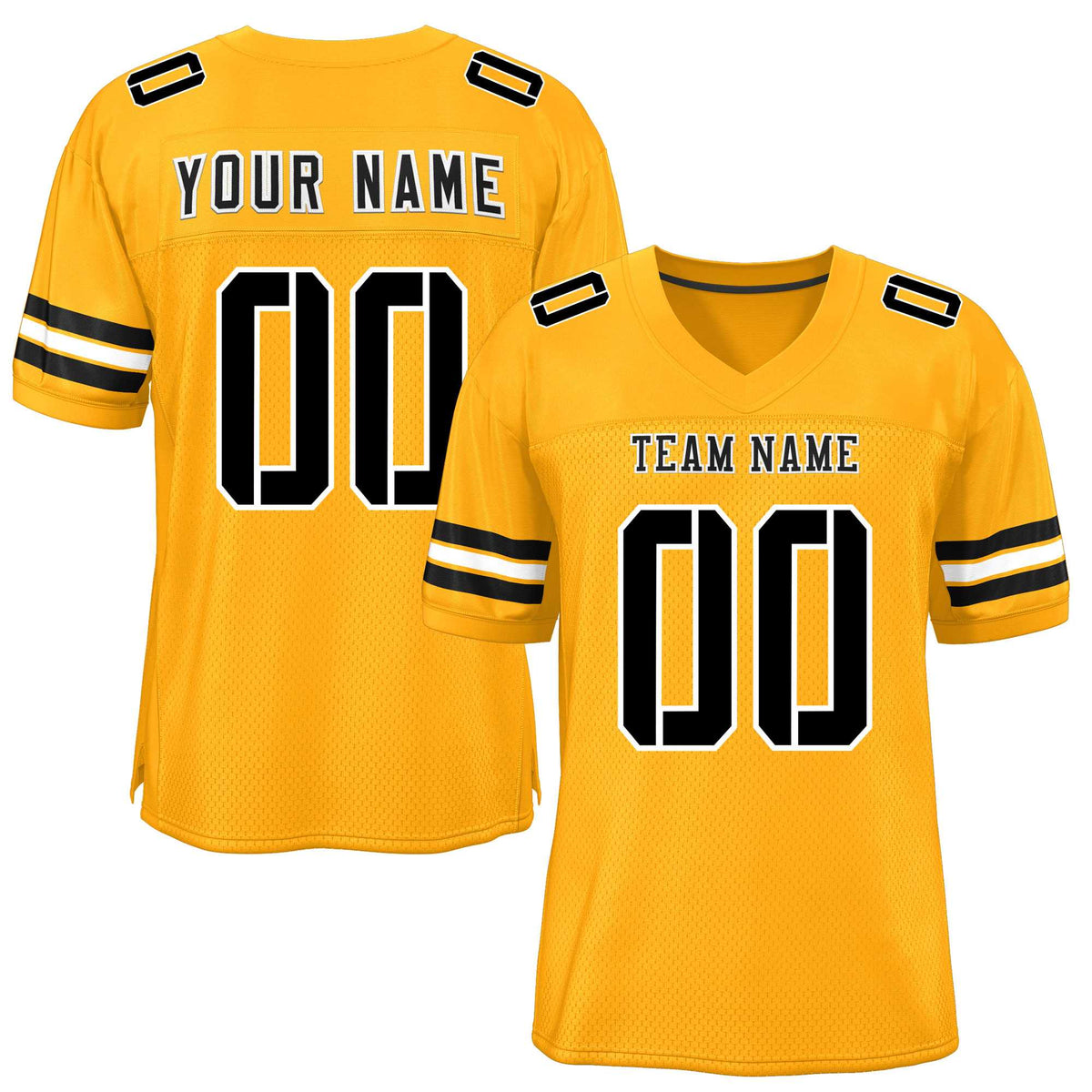 Custom Yellow Black-White Classic Style Mesh American Football Jersey | KXKSHOP