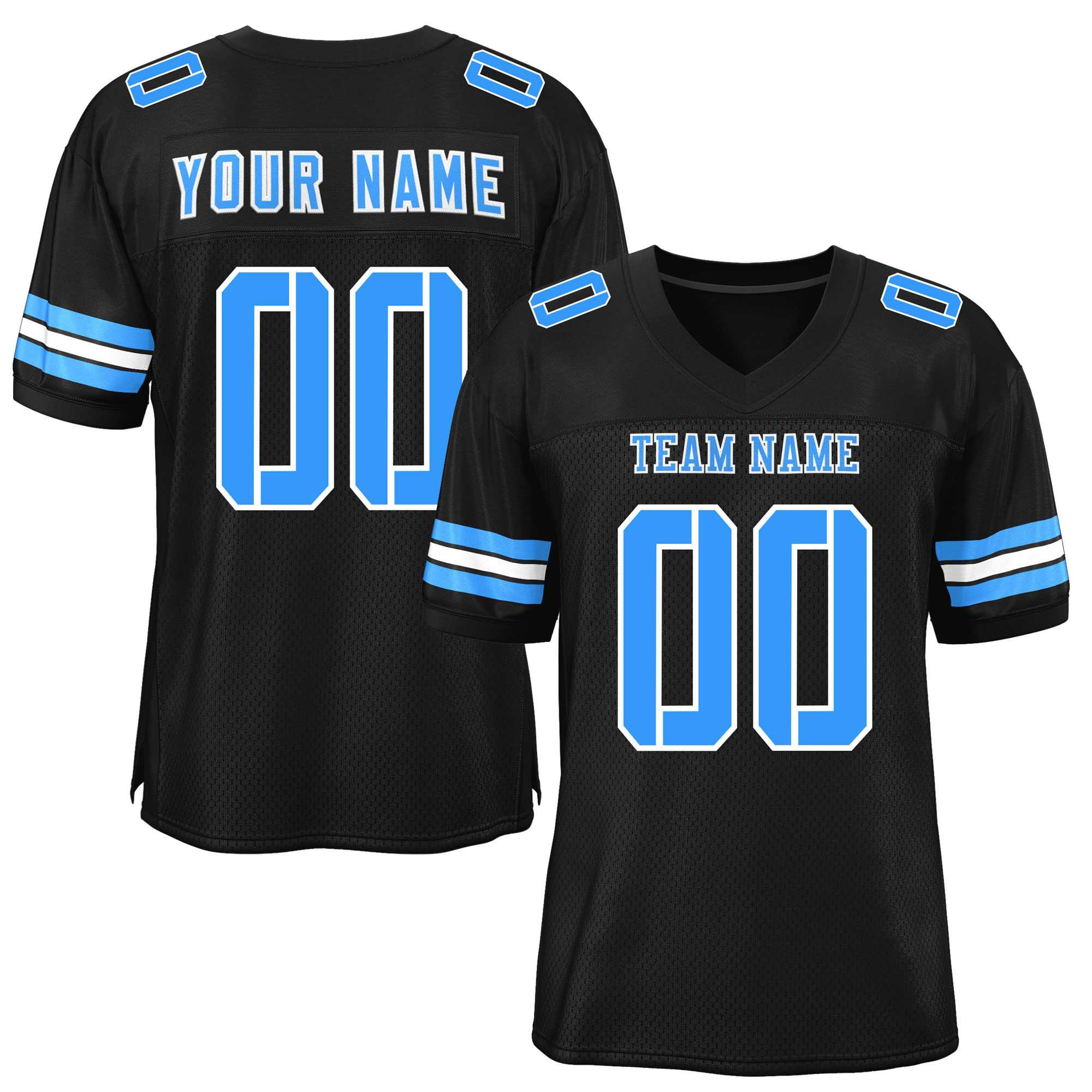 Custom Black Powder Blue-White Classic Style Mesh American Football Jersey | KXKSHOP