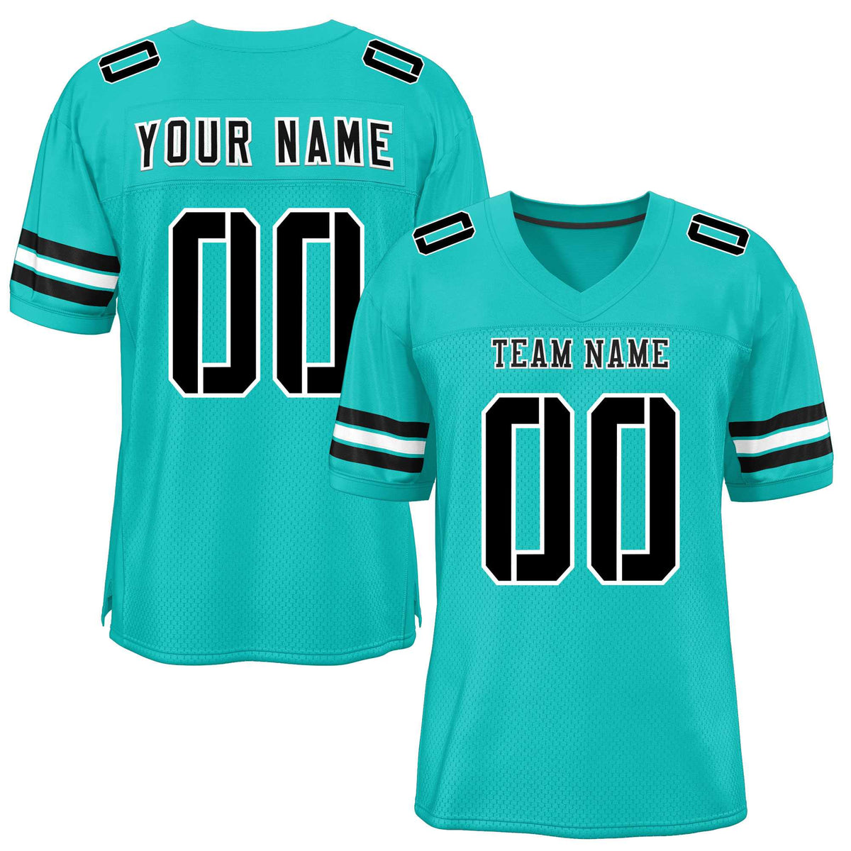 Custom Aqua Black-White Classic Style Mesh American Football Jersey | KXKSHOP