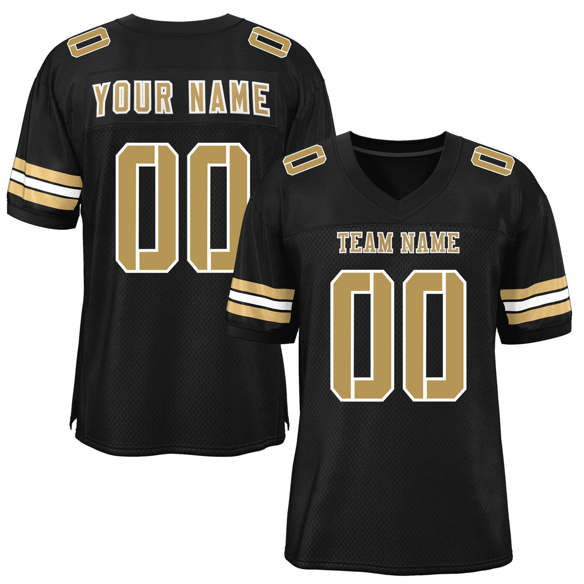Custom Black Old Gold-White Classic Style Mesh American Football Jersey | KXKSHOP