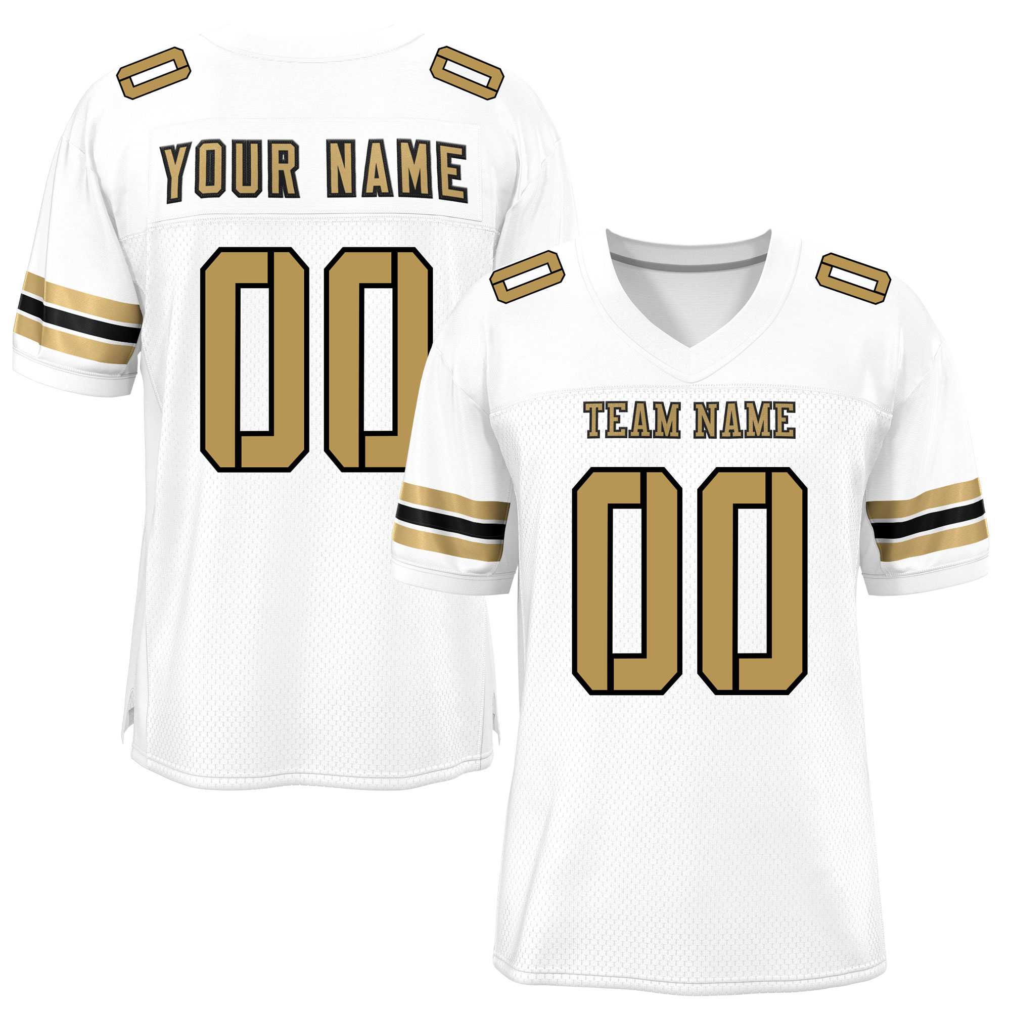Custom White Old Gold-Black Classic Style Mesh American Football Jersey | KXKSHOP