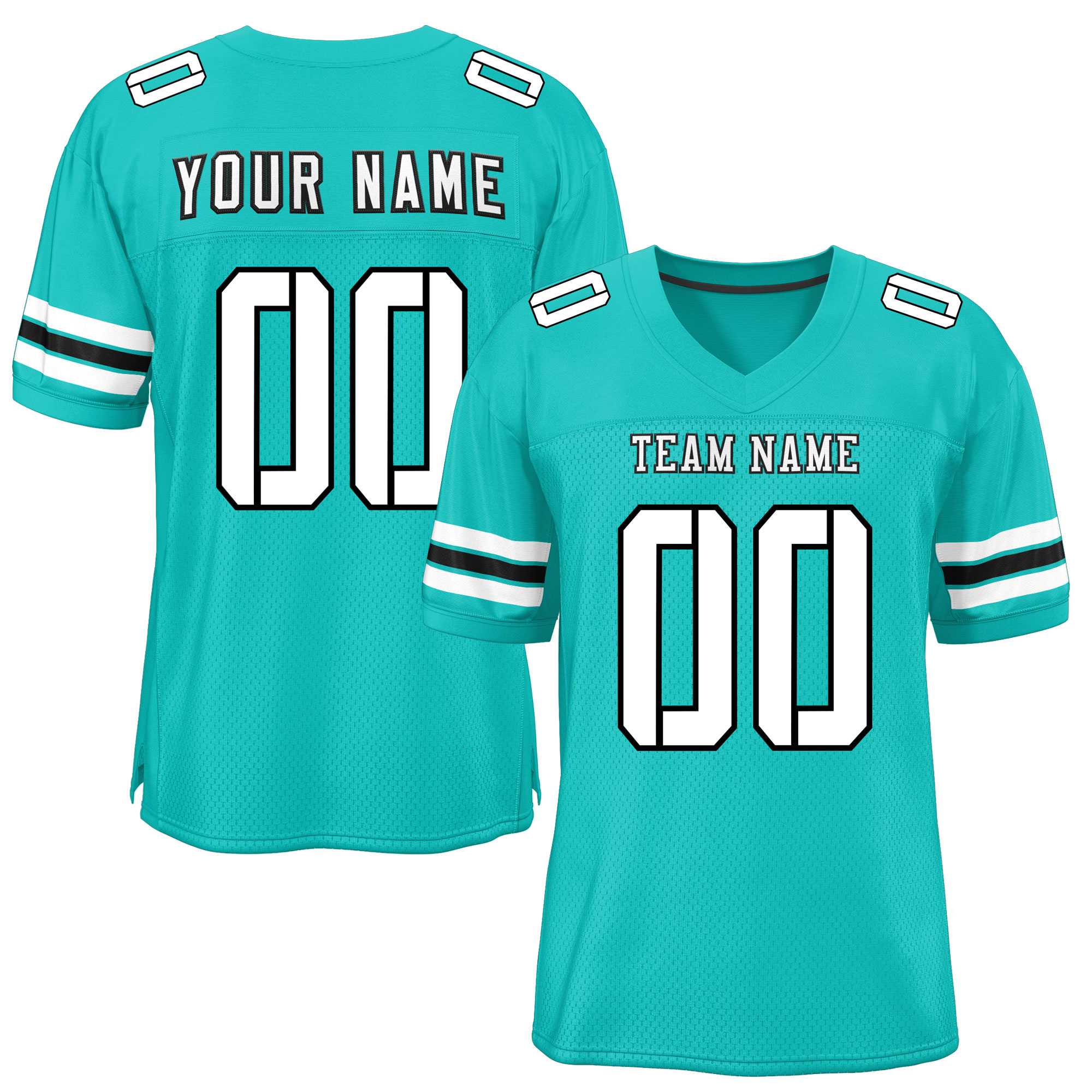 Custom Aqua White-Black Classic Style Mesh American Football Jersey | KXKSHOP