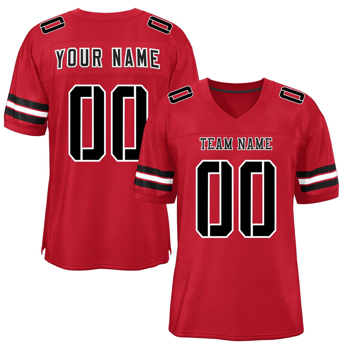Custom Red Black-White Classic Style Mesh American Football Jersey | KXKSHOP