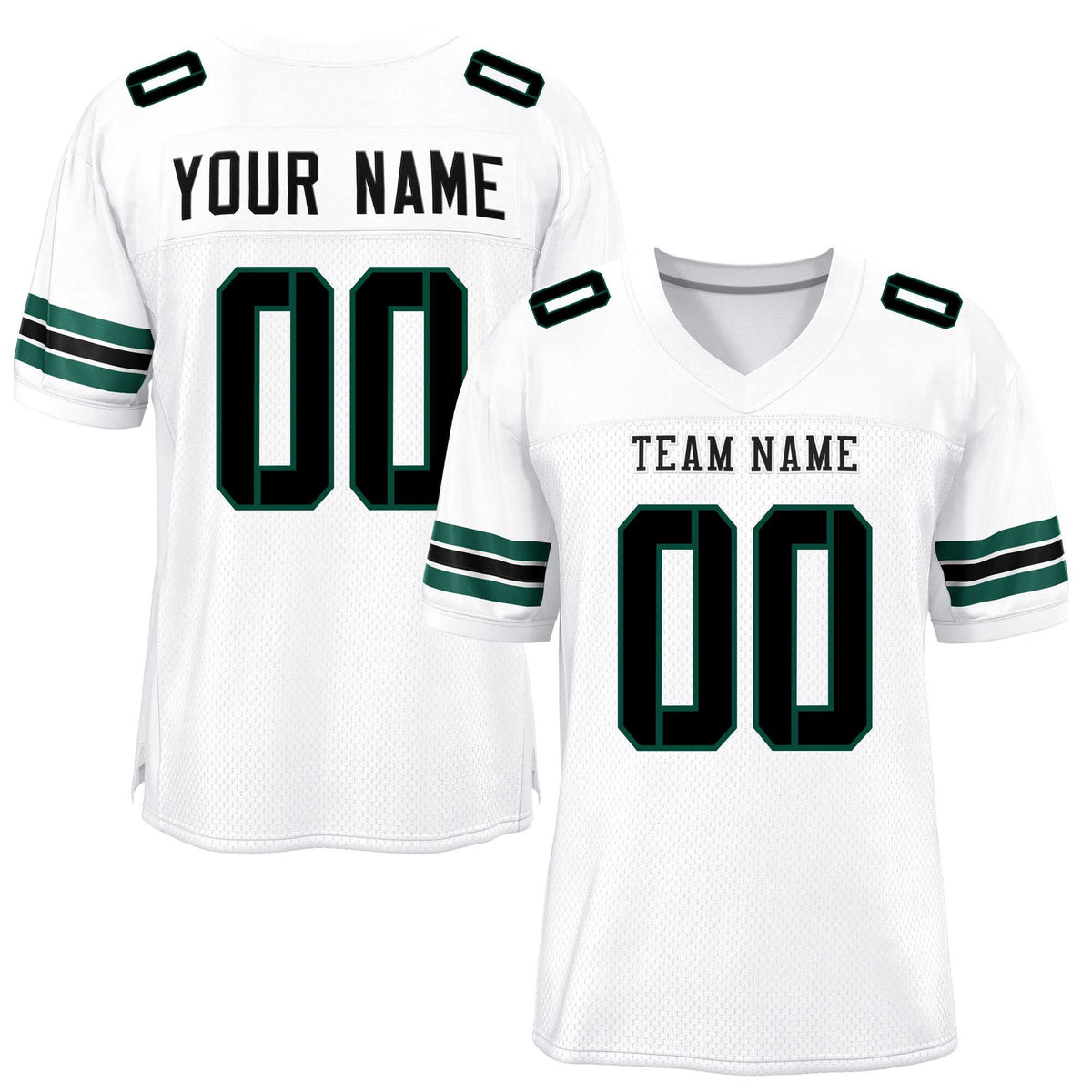 Custom White Black-Midnight Green Classic Style Mesh American Football Jersey | KXKSHOP