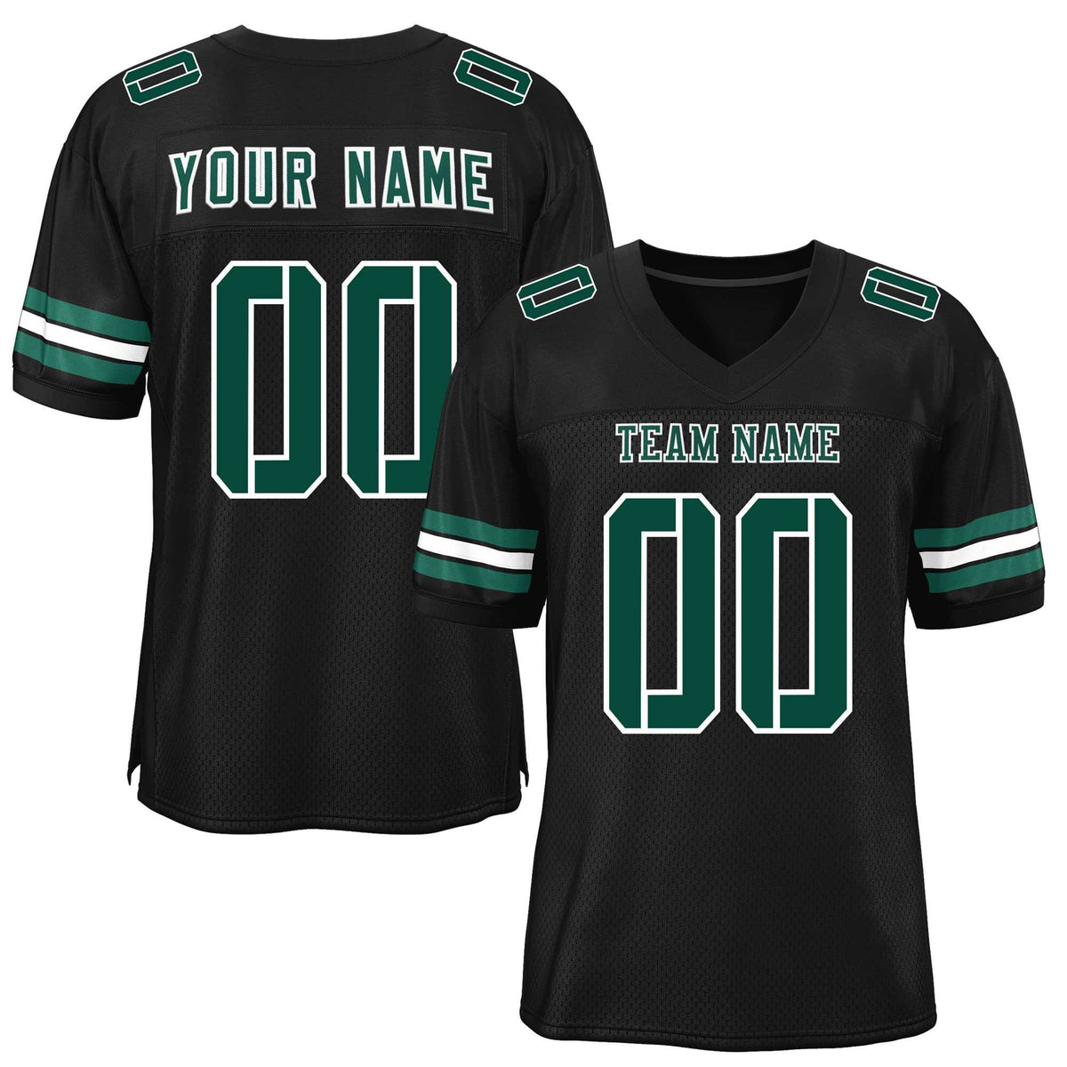 Custom Black Midnight Green-White Classic Style Mesh American Football Jersey | KXKSHOP