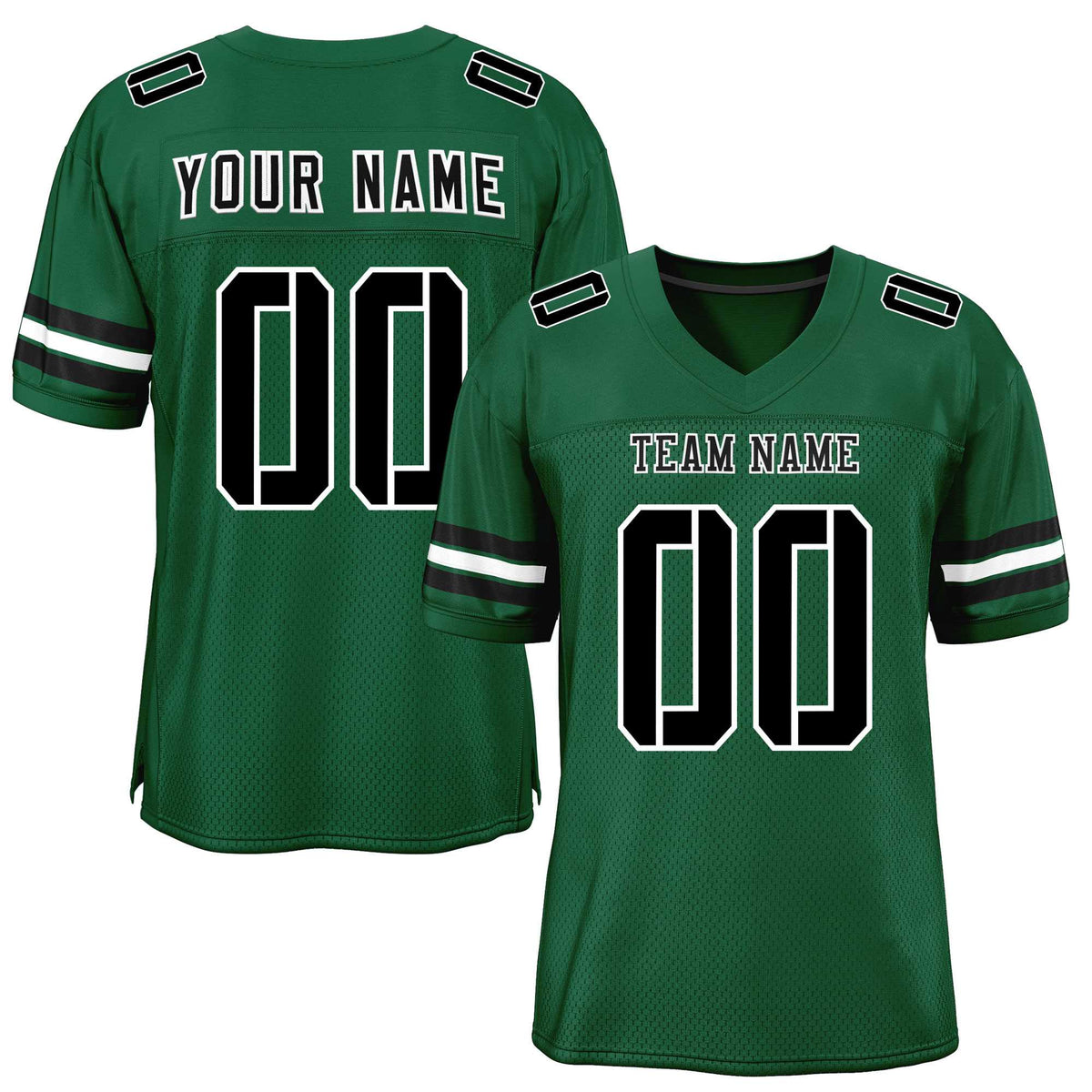 Custom Green Black-White Classic Style Mesh American Football Jersey | KXKSHOP
