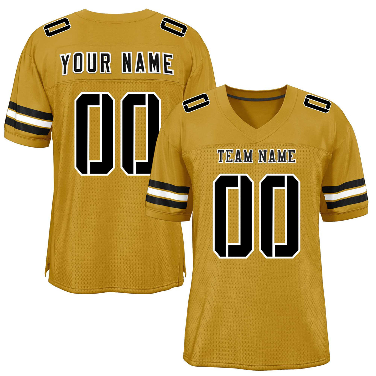 Custom Old Gold Black-White Classic Style Mesh American Football Jersey | KXKSHOP