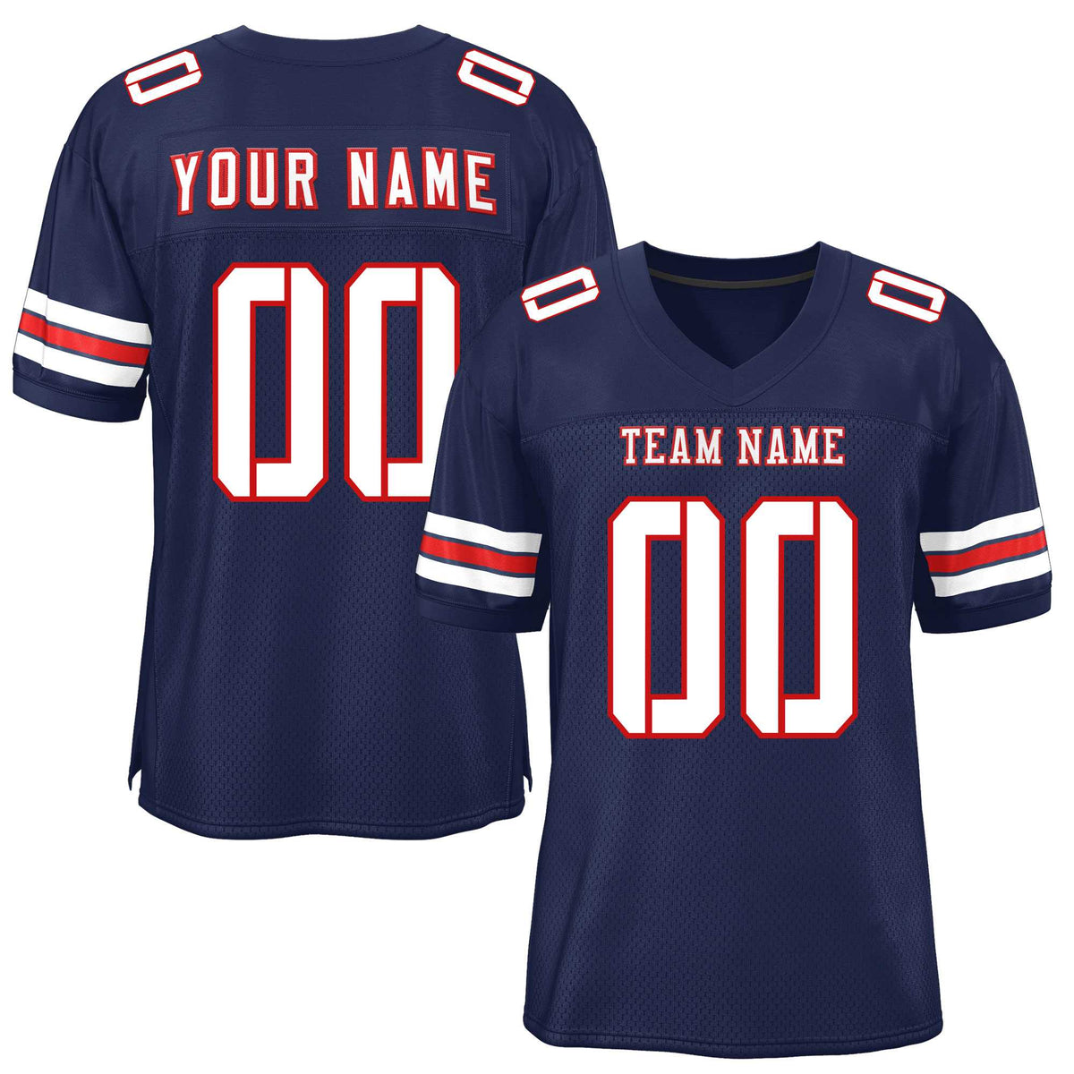 Custom Navy White-Red Classic Style Mesh American Football Jersey | KXKSHOP