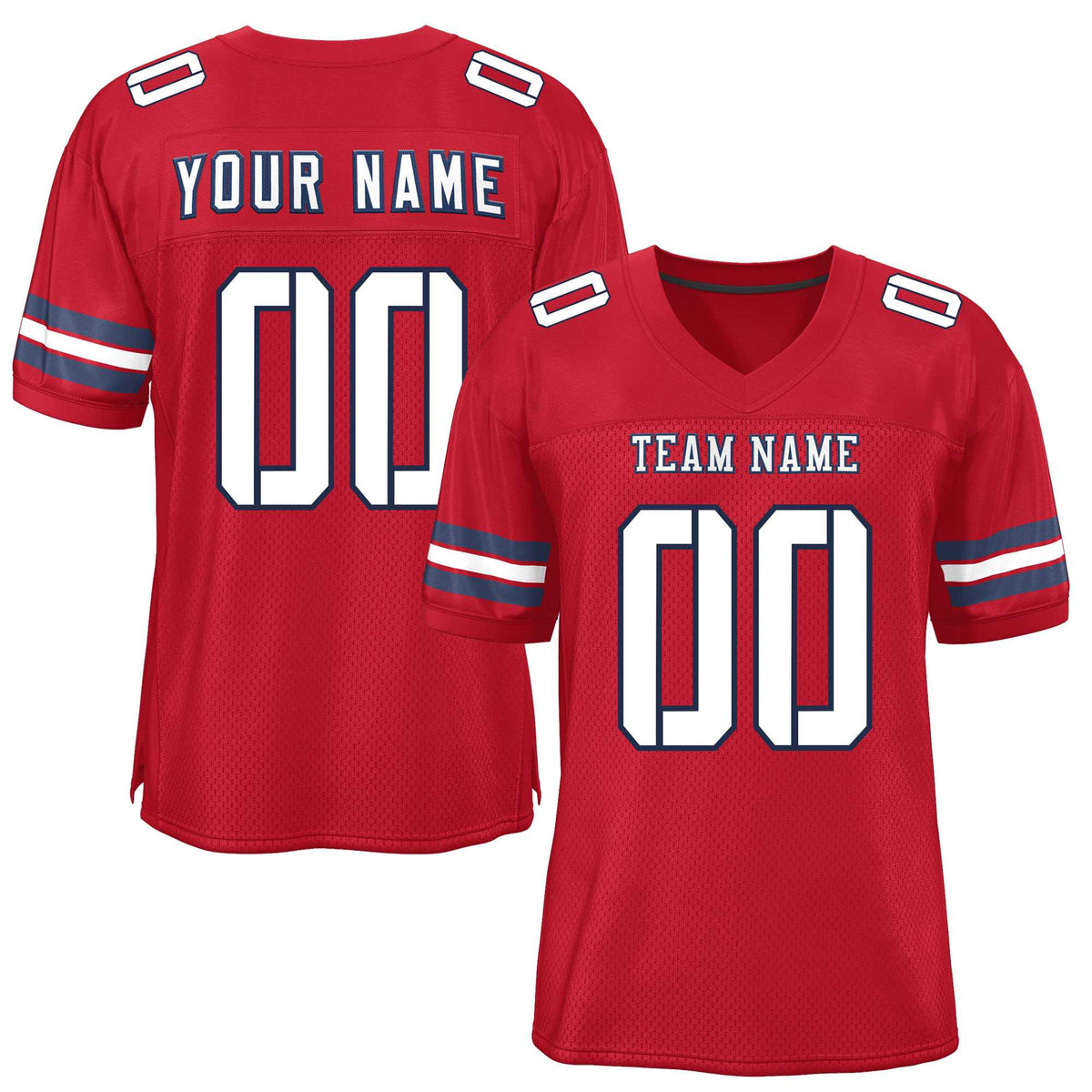 Custom Red White-Navy Classic Style Mesh American Football Jersey | KXKSHOP