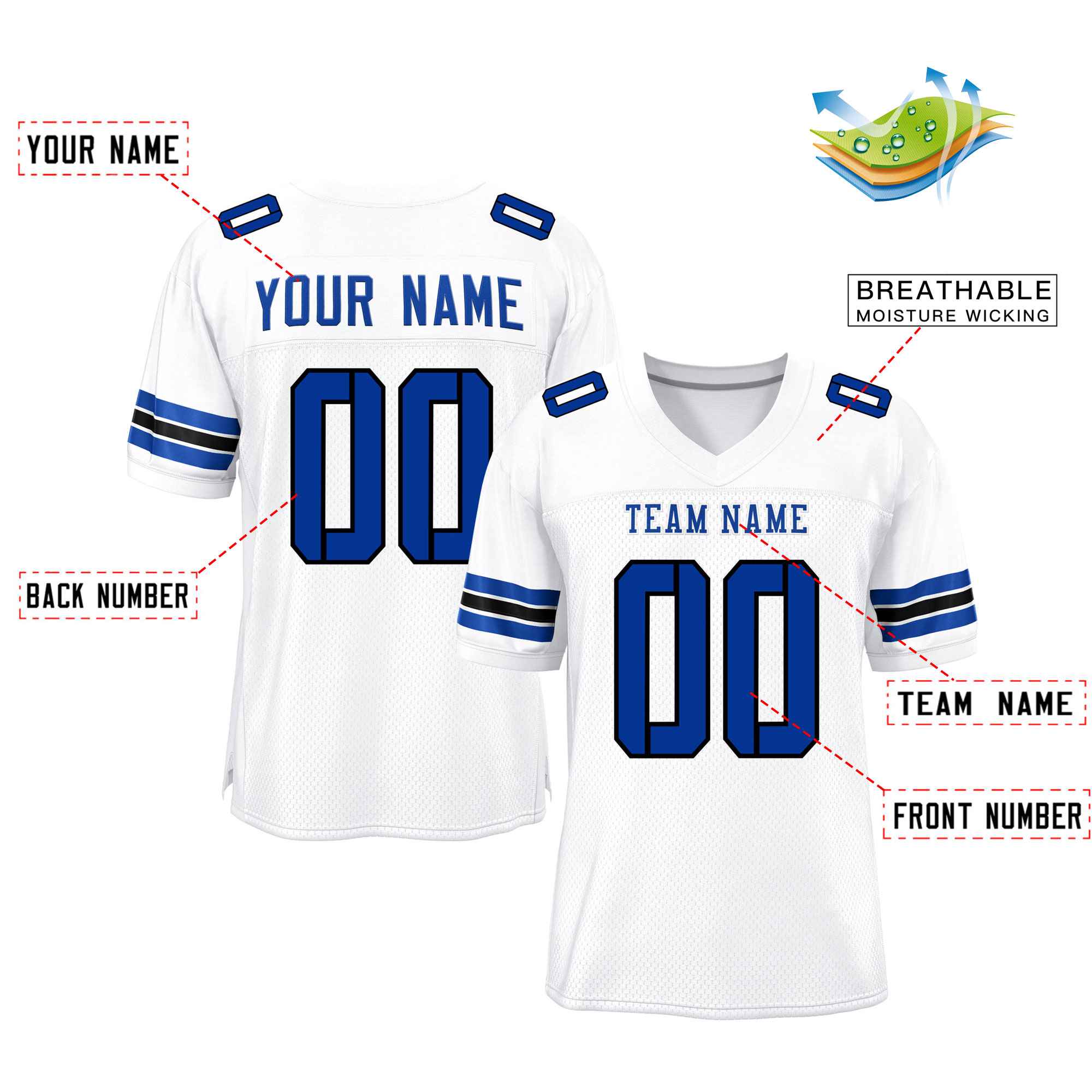 Custom Red Navy-White Classic Style Mesh American Football Jersey | KXKSHOP
