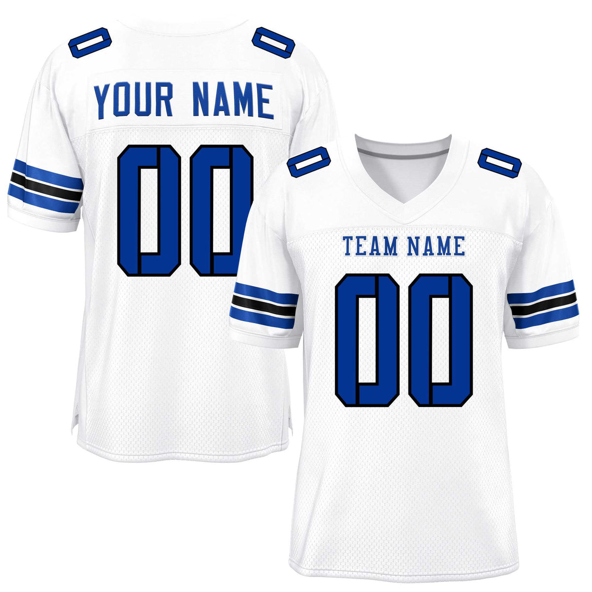 Custom White Royal-Black Classic Style Mesh American Football Jersey | KXKSHOP