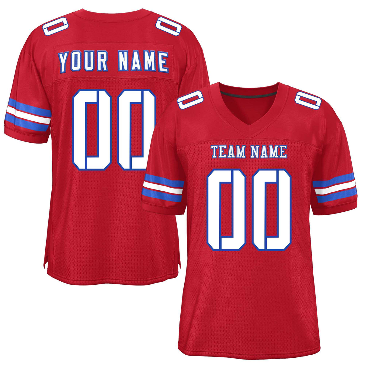 Custom Red White-Royal Classic Style Mesh American Football Jersey | KXKSHOP